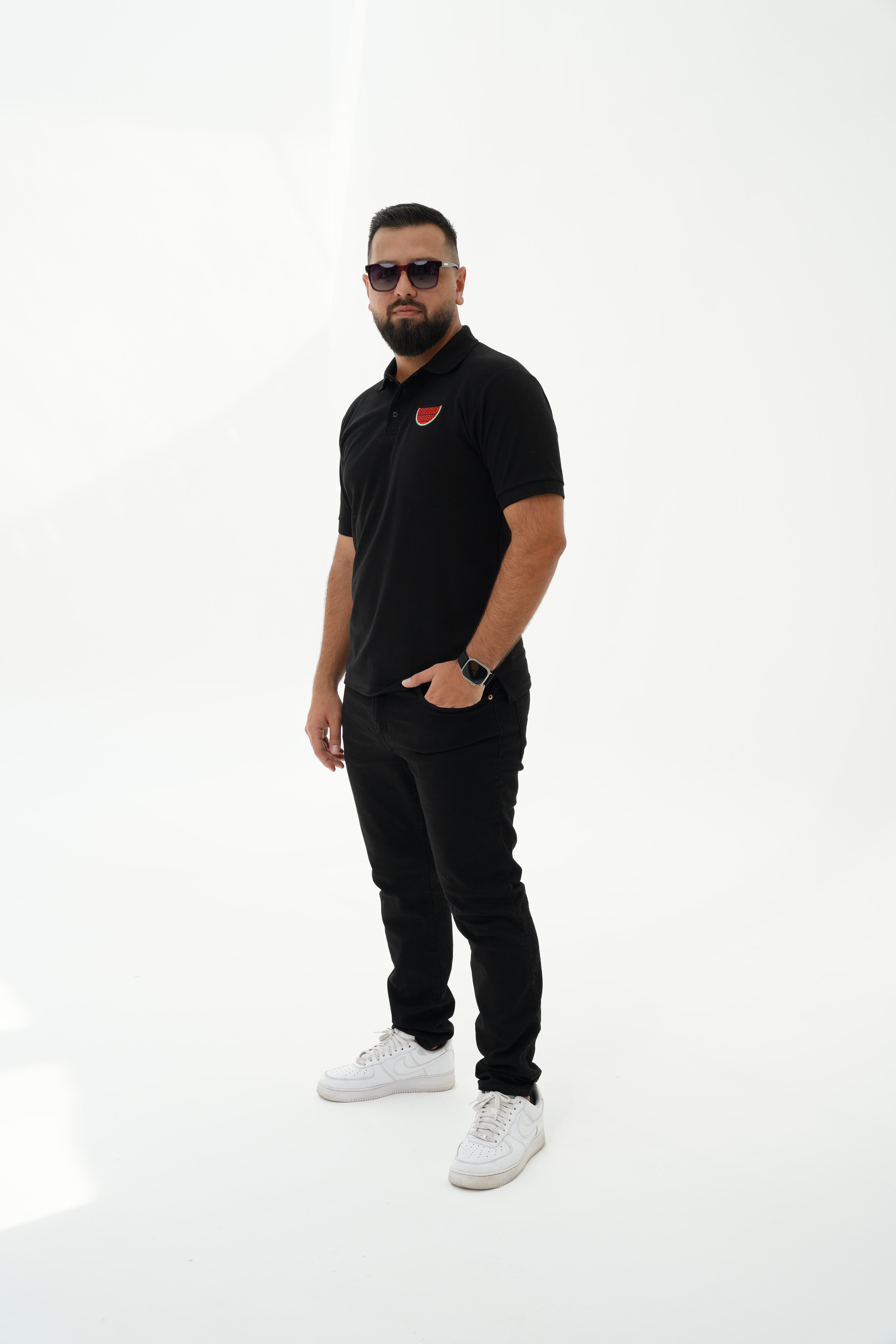 Palestine Watermelon Men's Polo T-Shirt - Black