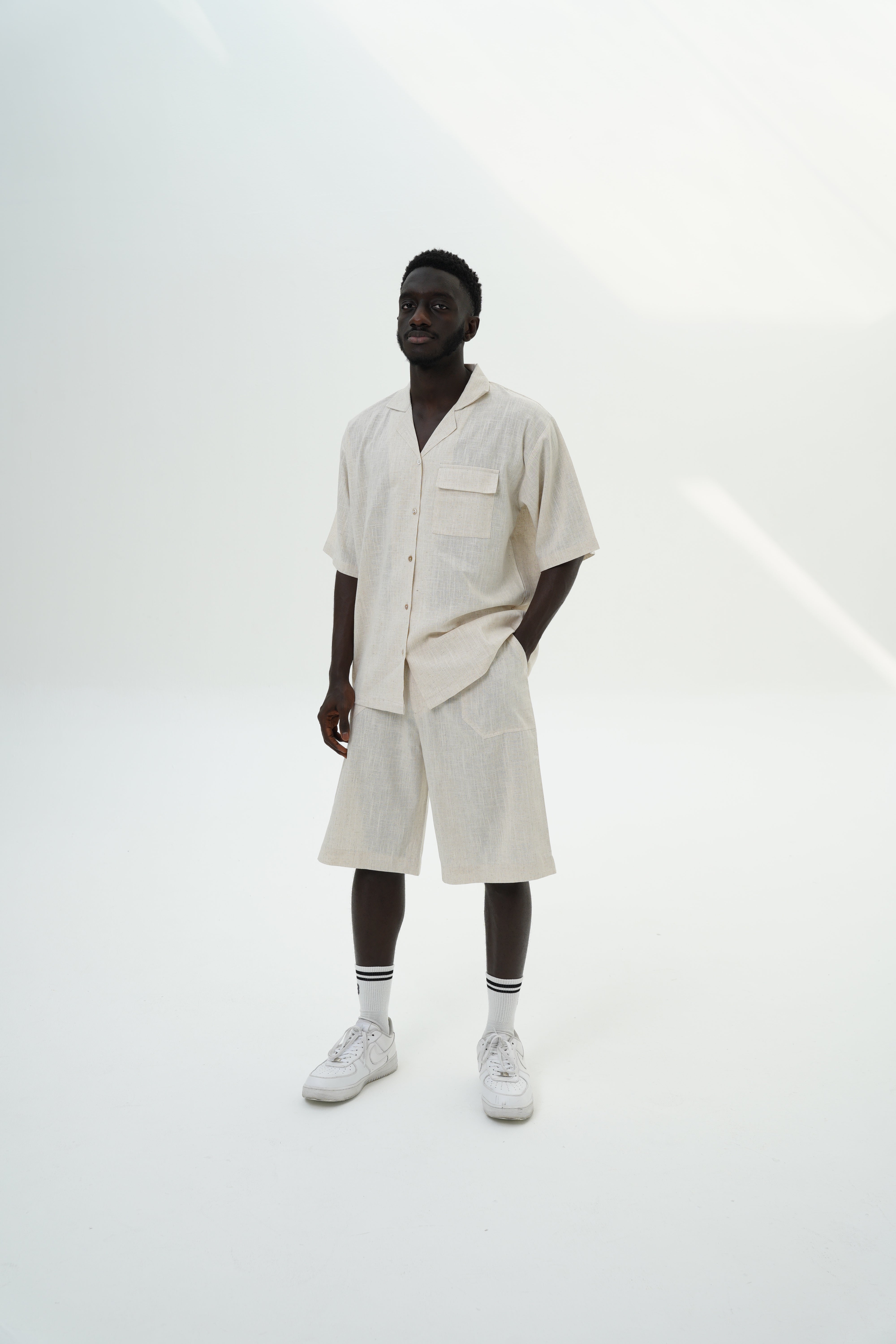 Sandy Breeze Men's Linen Set - Beige