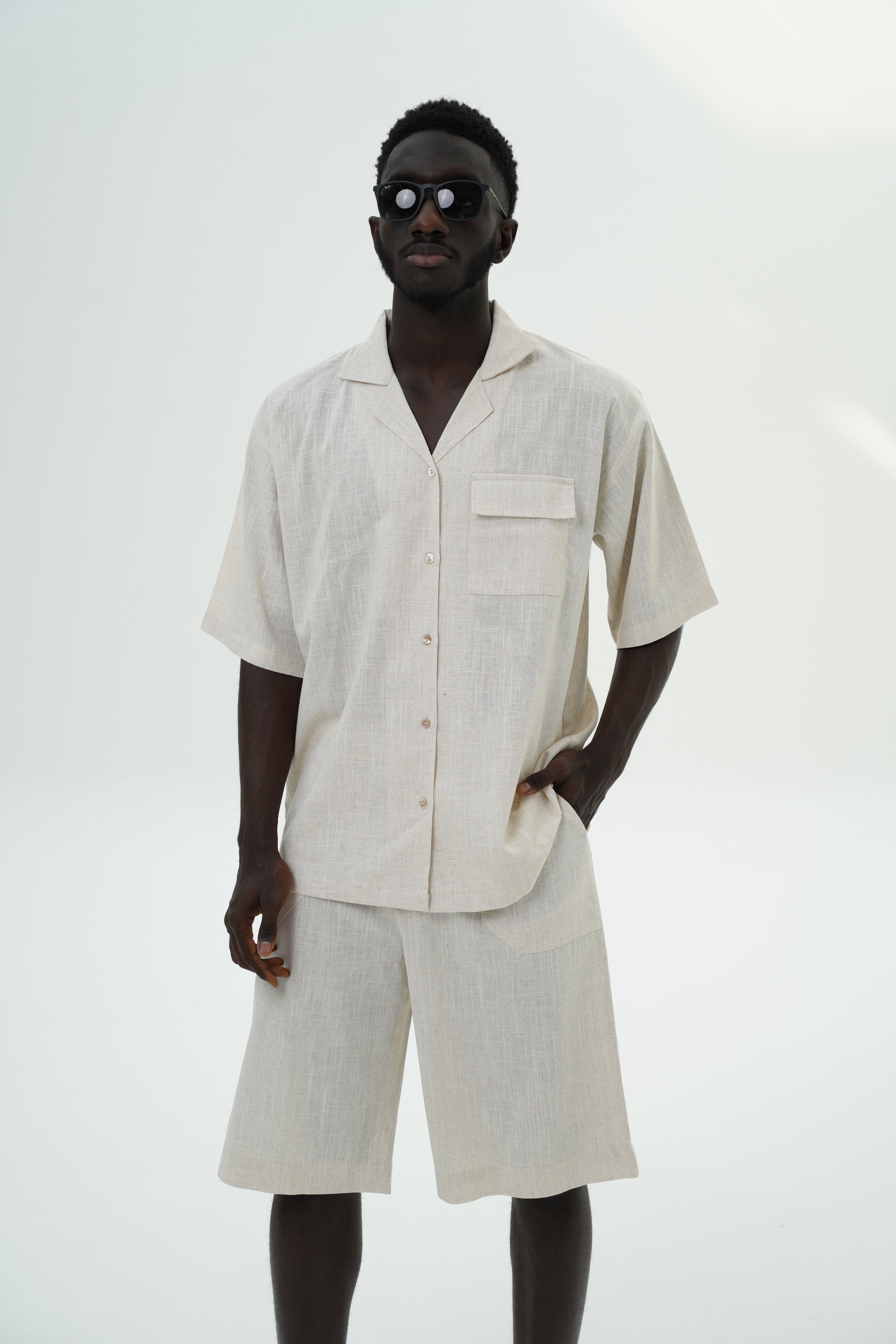 Sandy Breeze Men's Linen Set - Beige