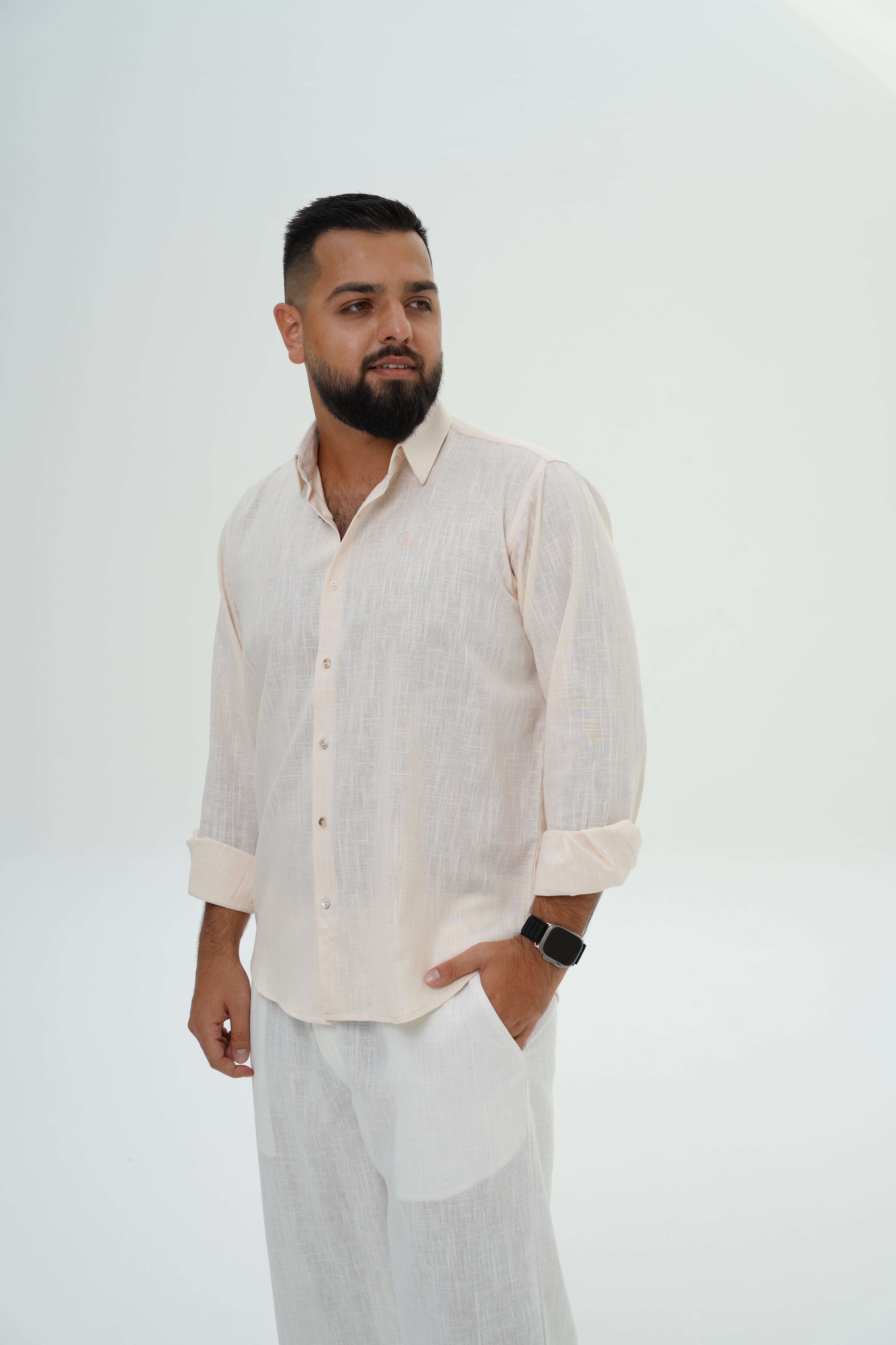 Men's Linen Set - Peach