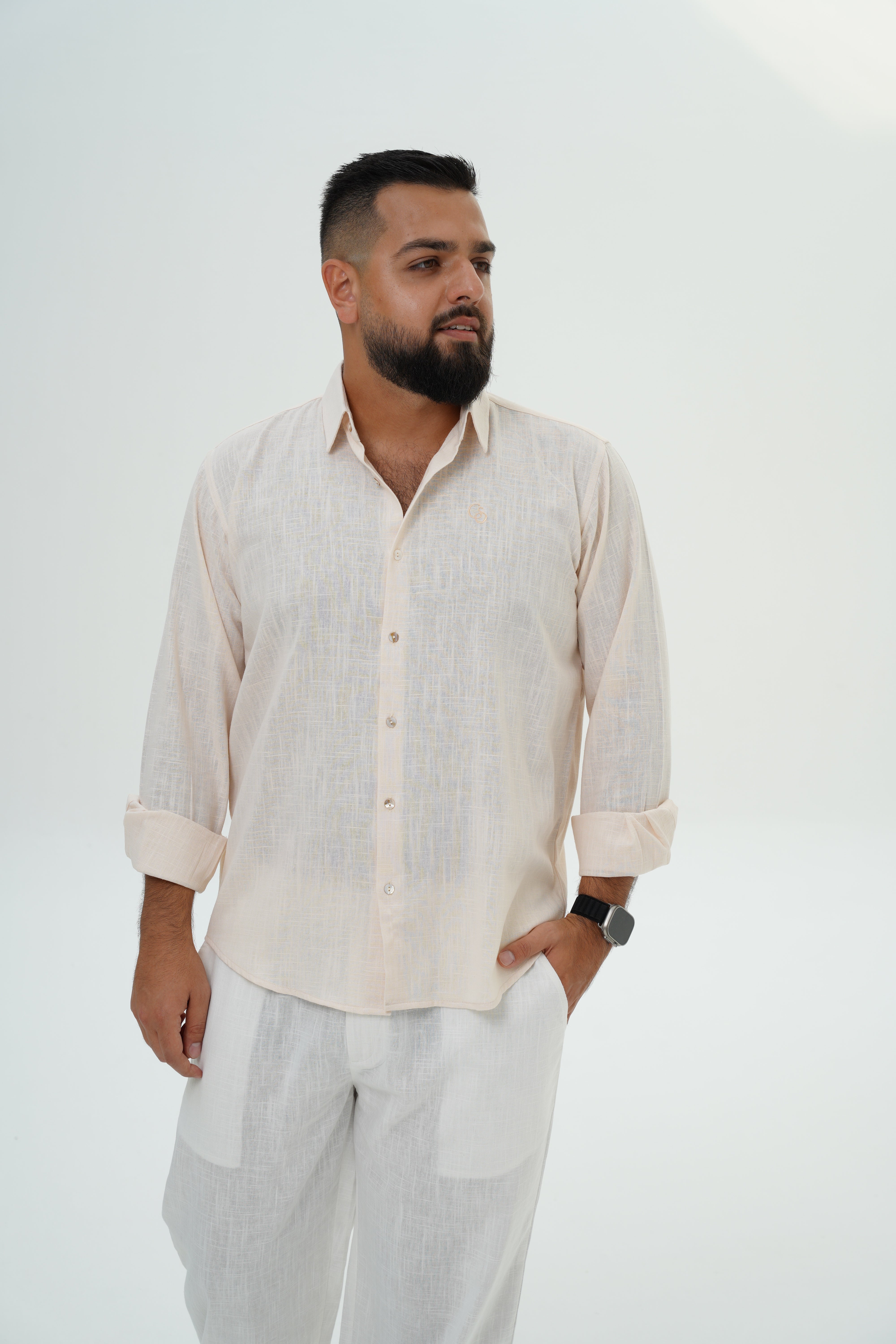 Men’s Linen Shirt – Peach