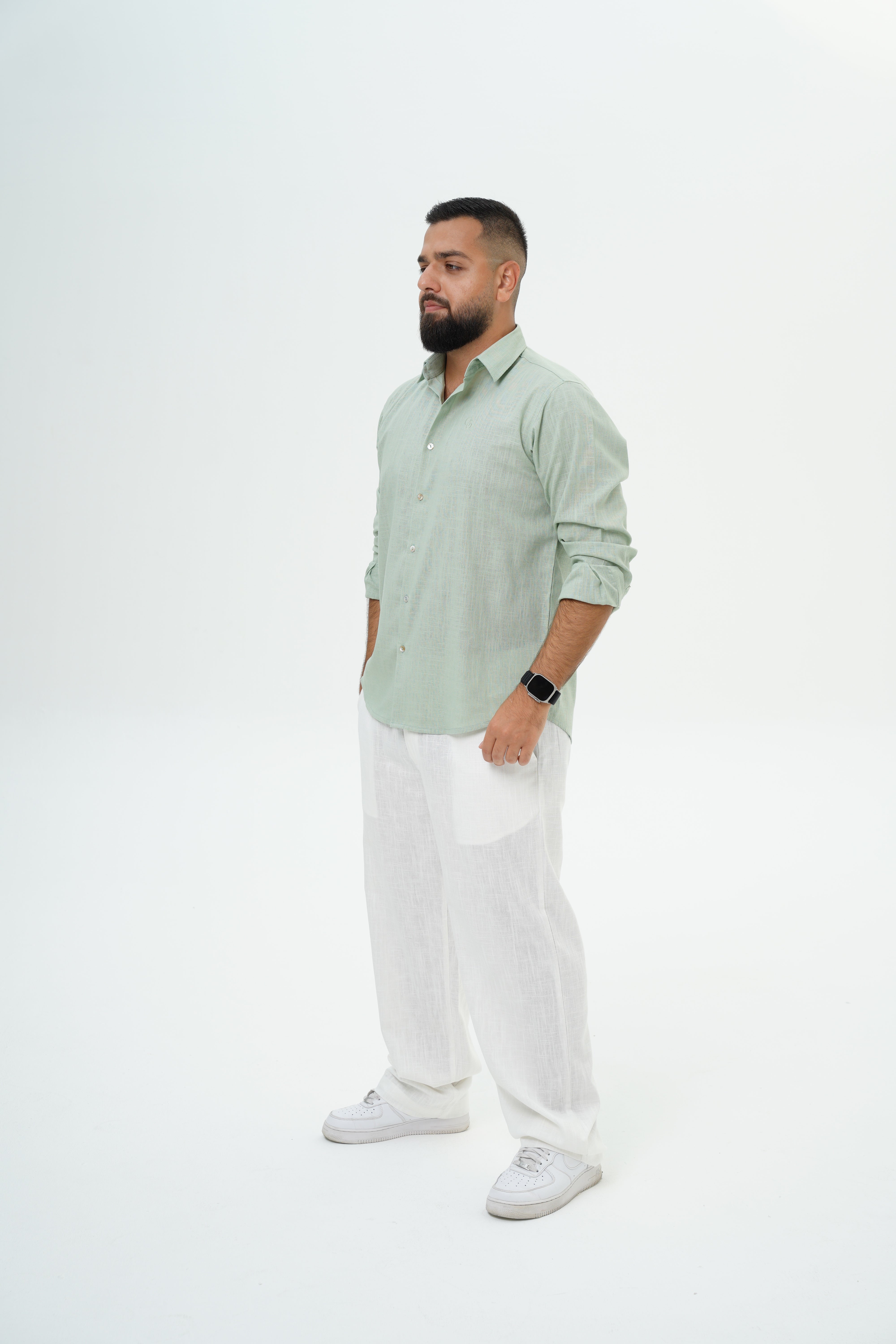 Men's Linen Set - Matcha Green