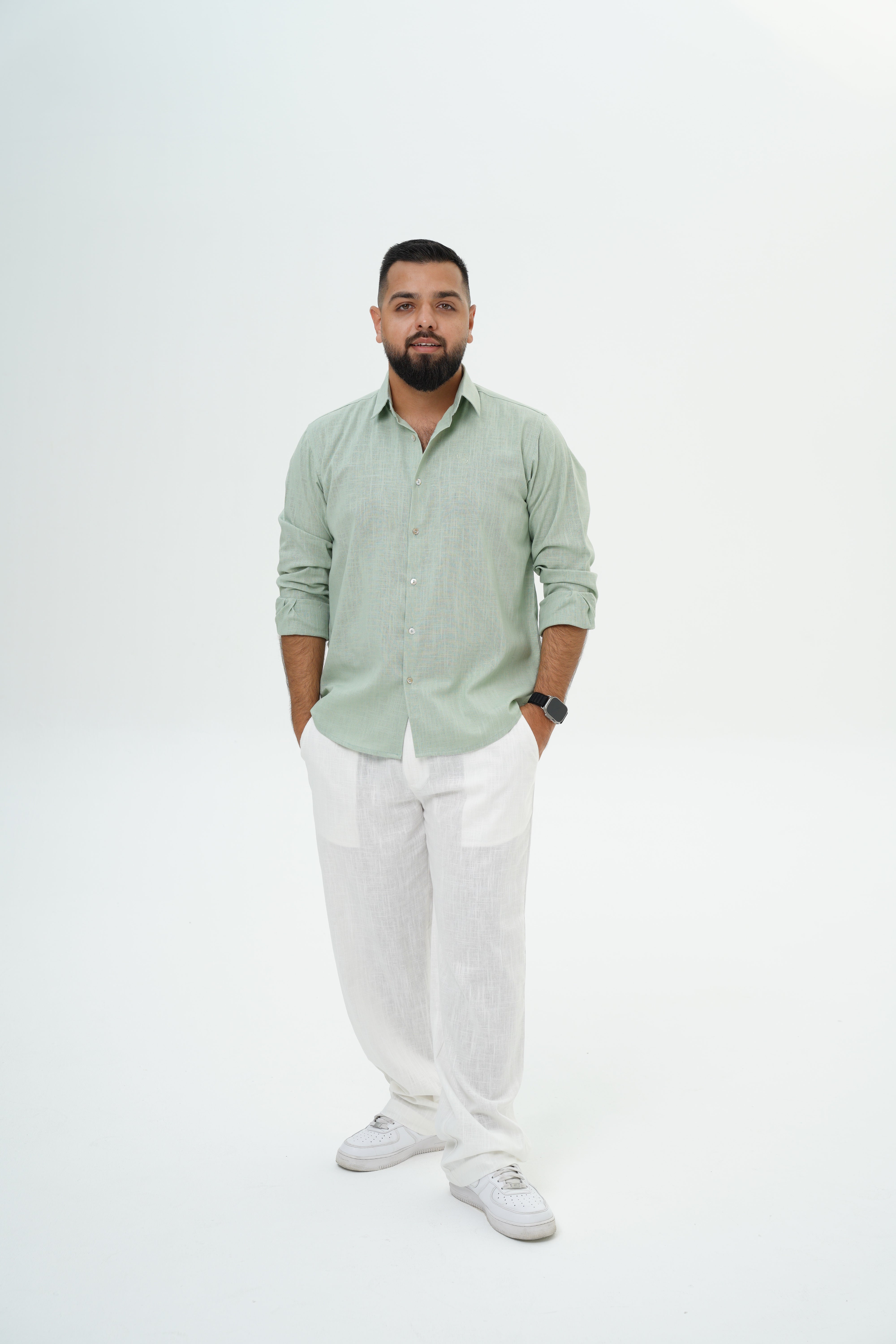 Men's Linen Set - Matcha Green