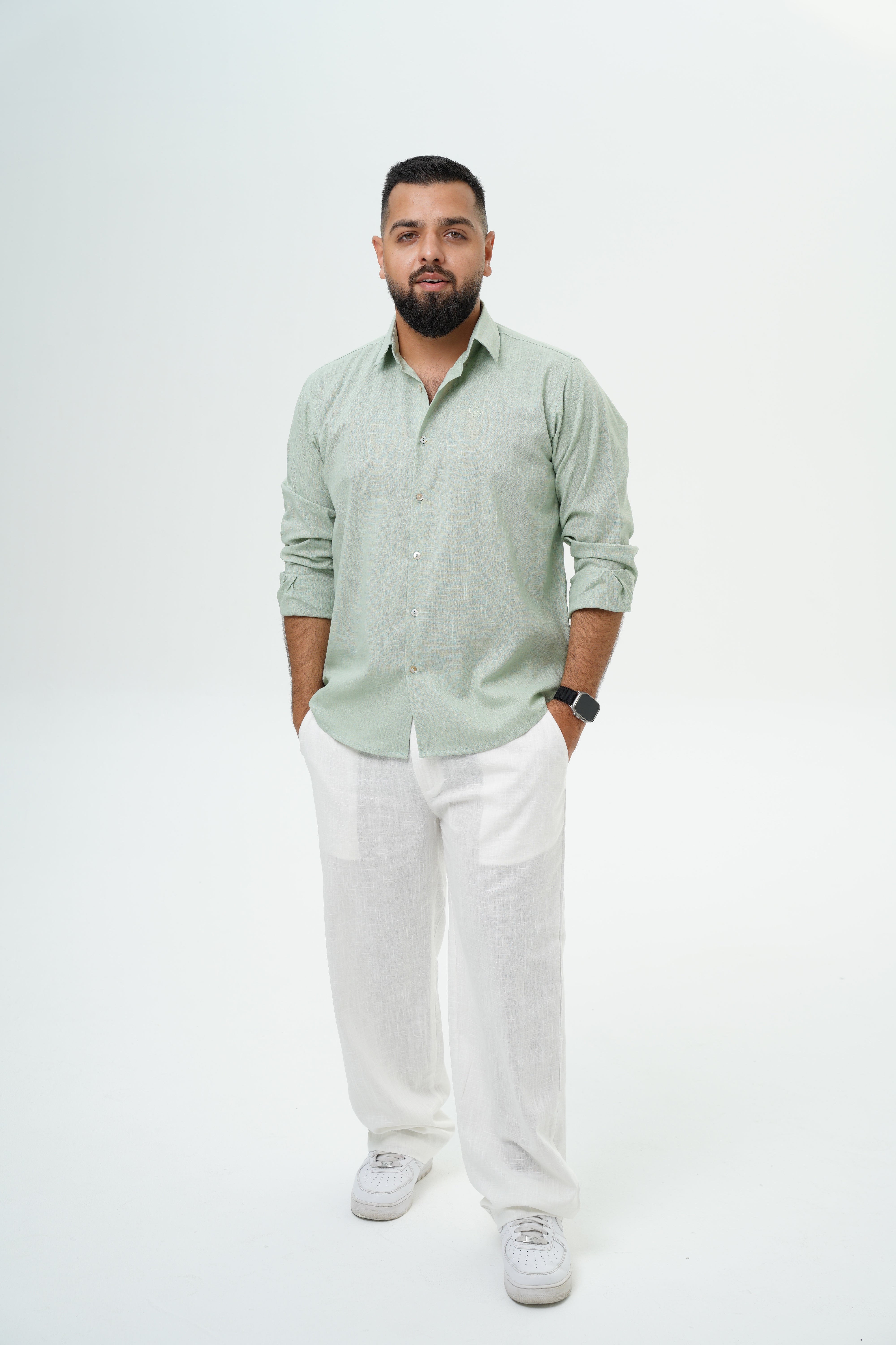 Men's Linen Set - Matcha Green