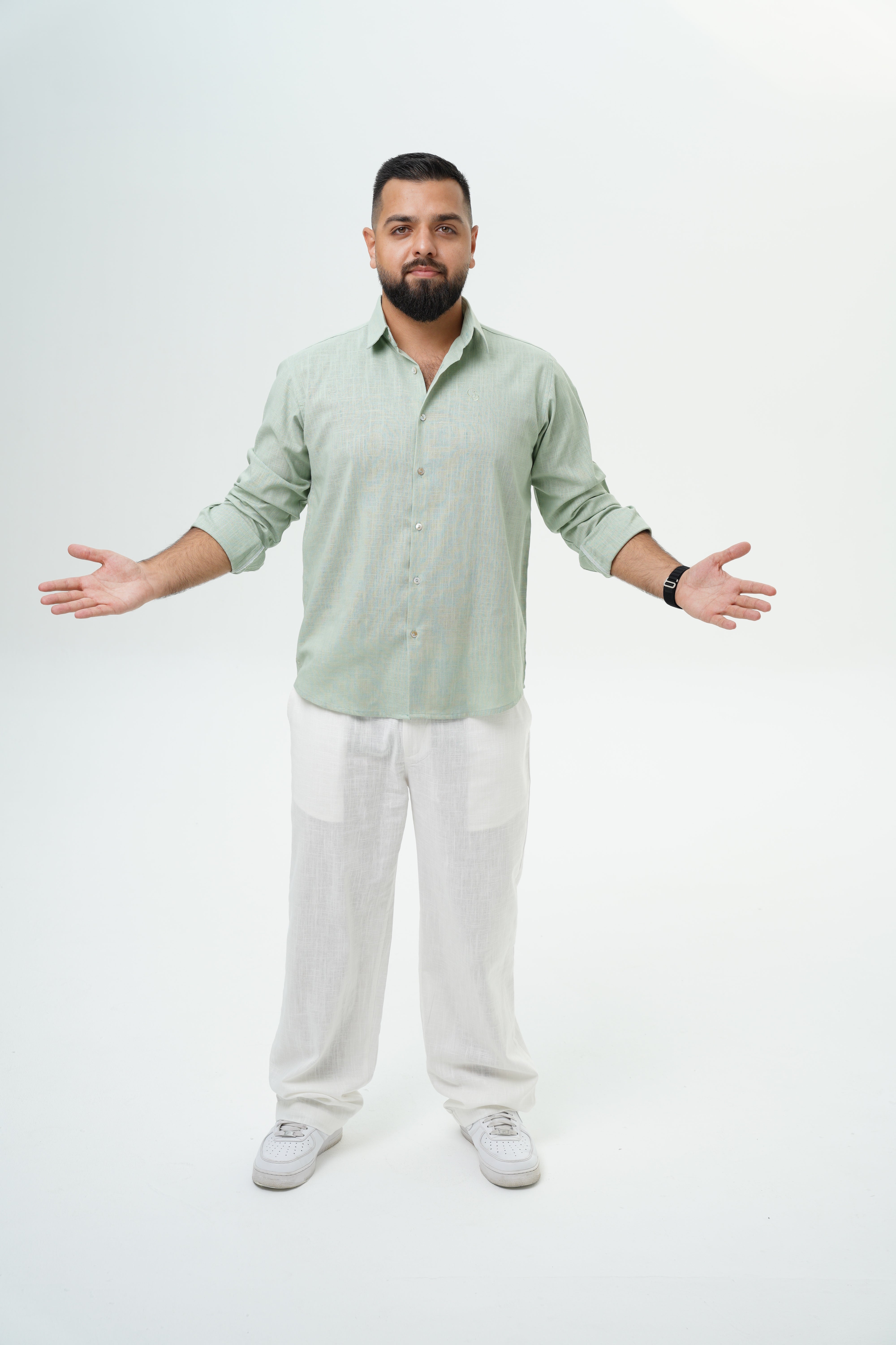 Men's Linen Set - Matcha Green