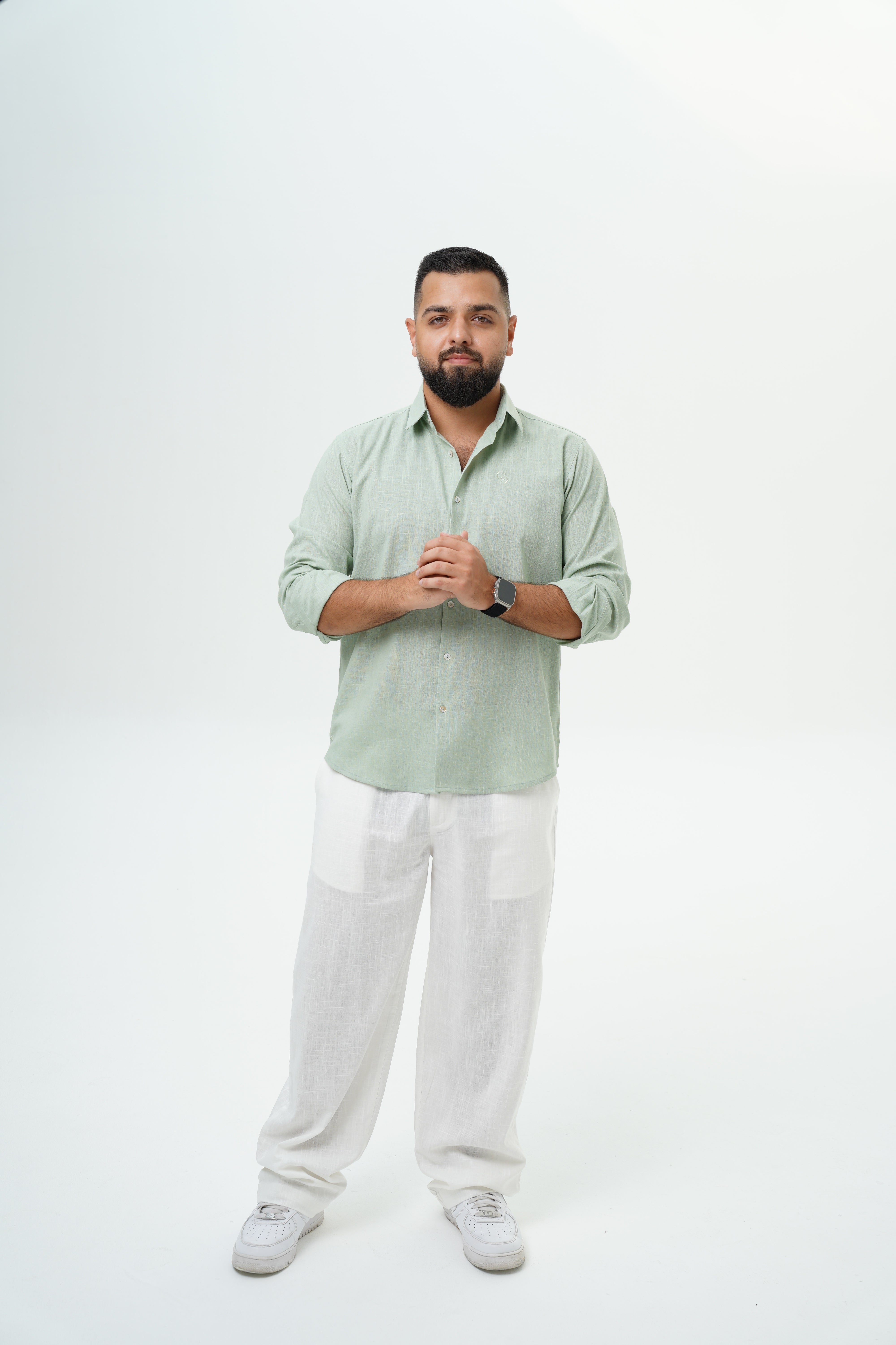 Men's Linen Set - Matcha Green