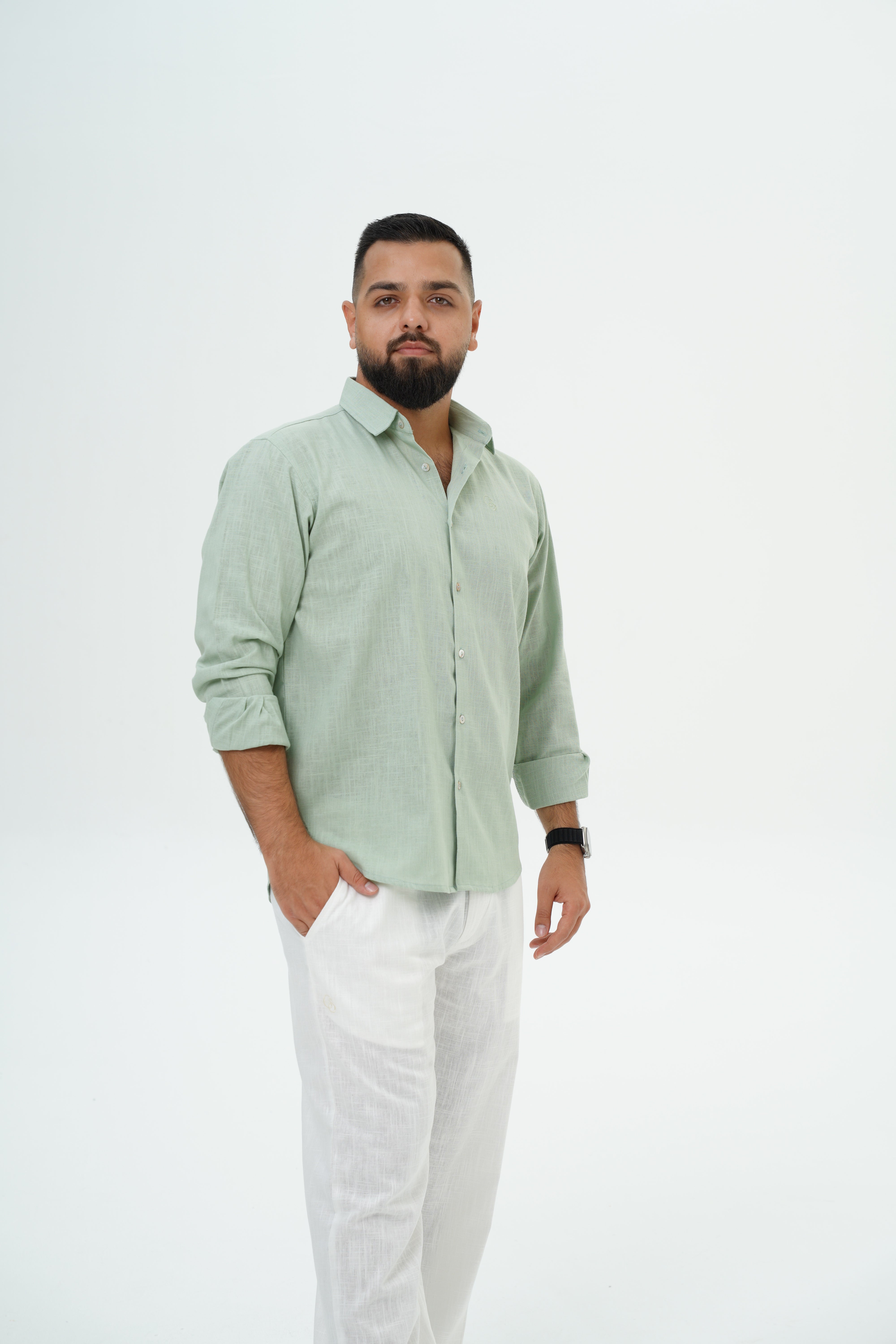 Men’s Linen Shirt – Matcha Green