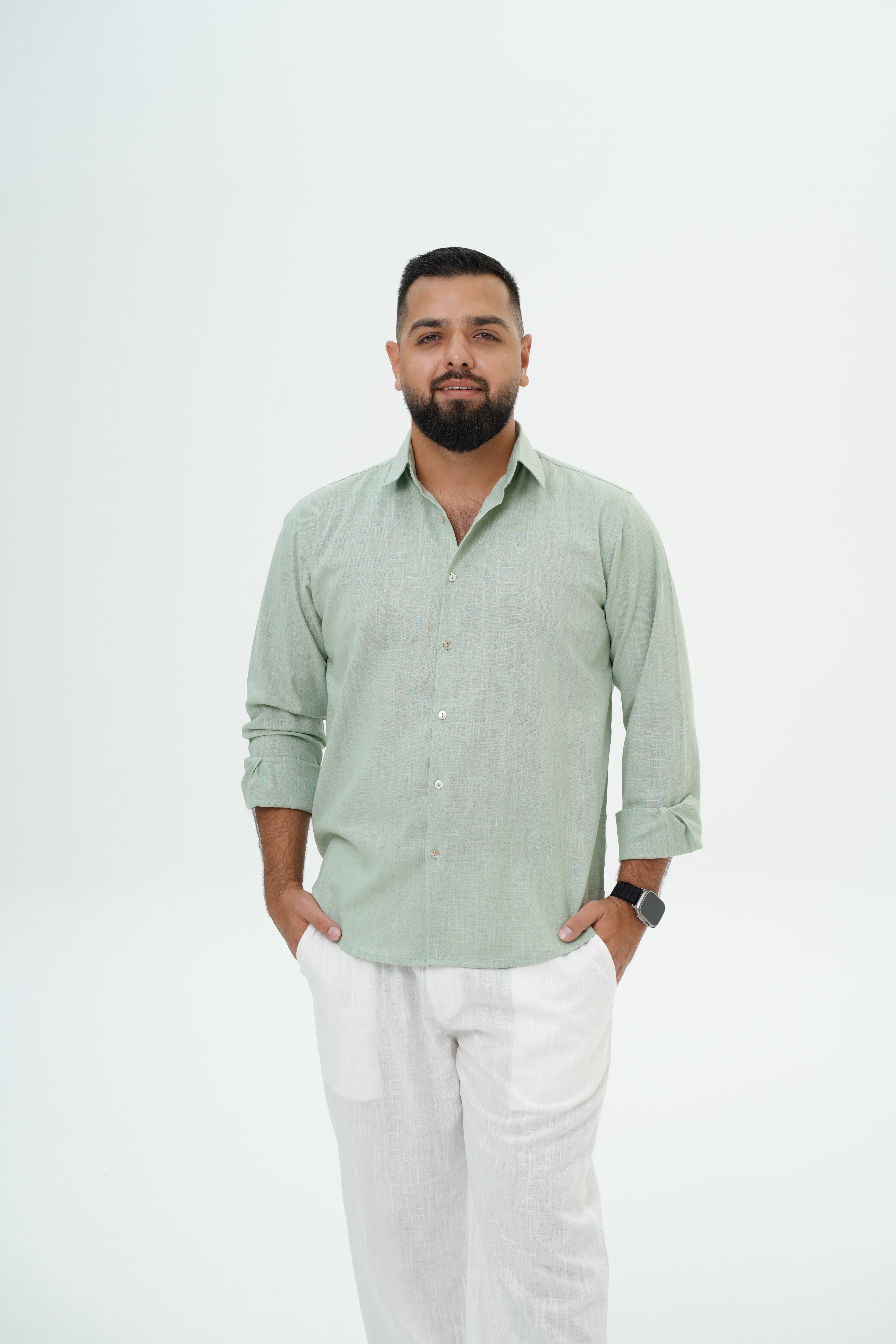 Men’s Linen Shirt – Matcha Green