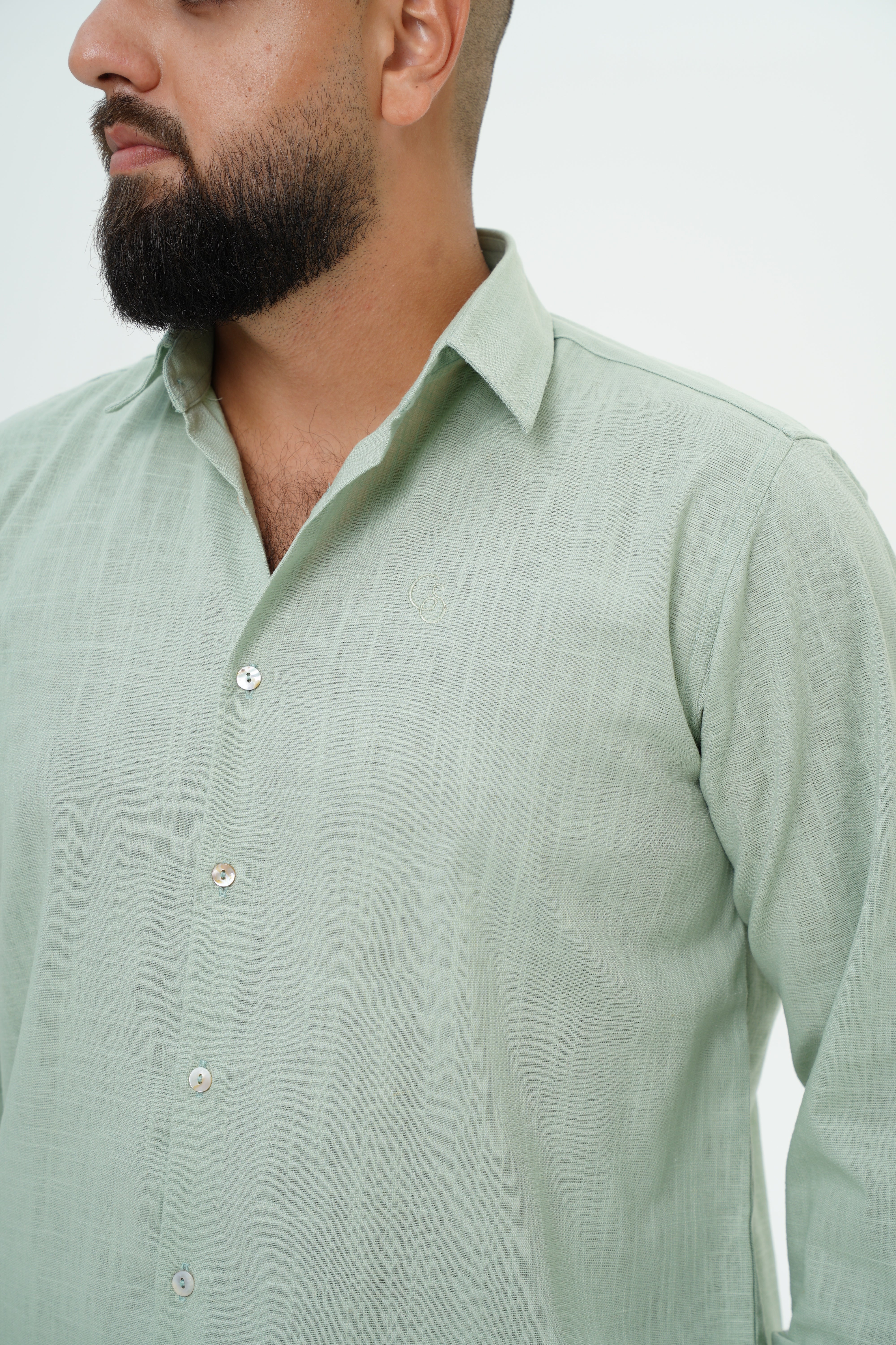 Men’s Linen Shirt – Matcha Green