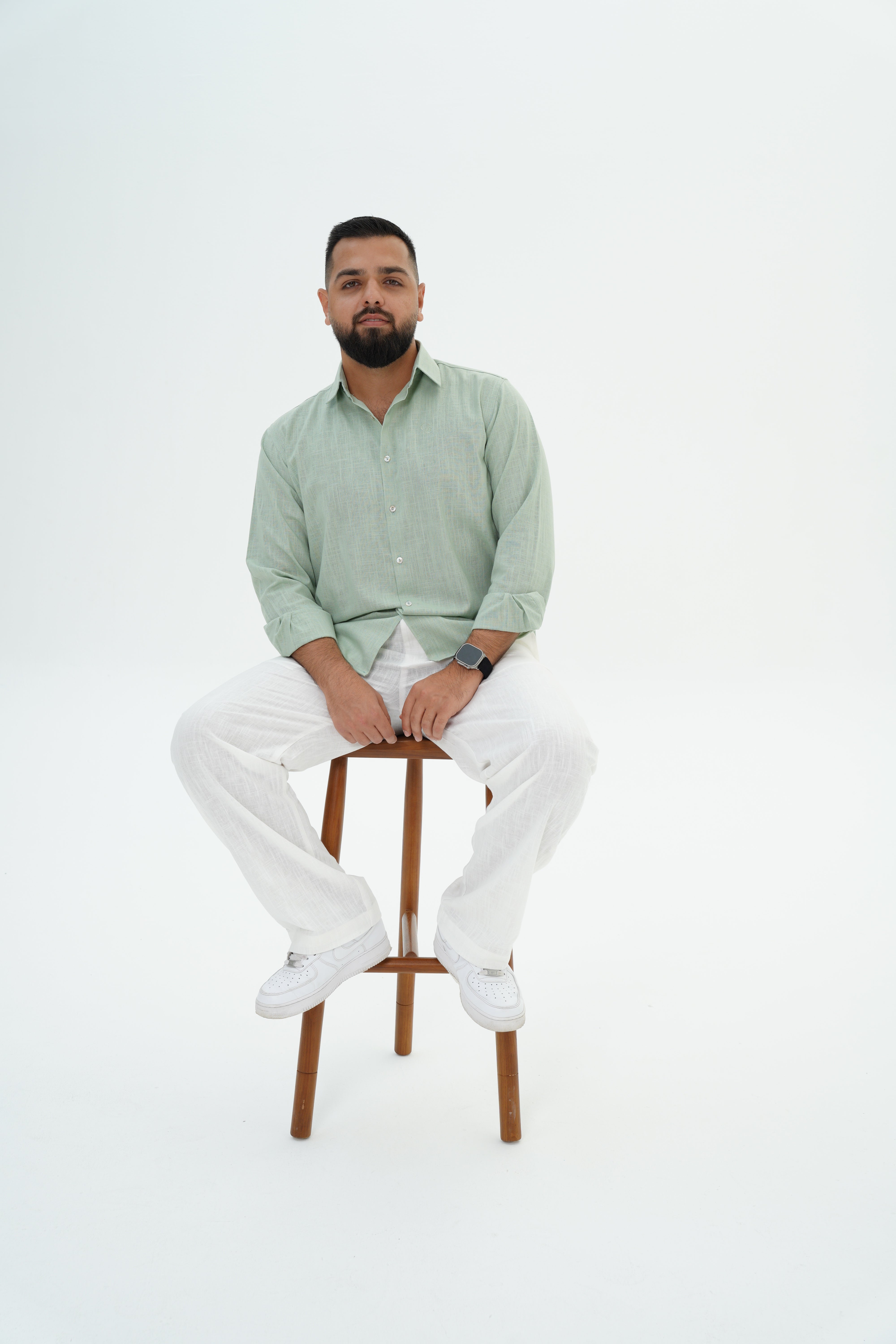 Men’s Linen Shirt – Matcha Green