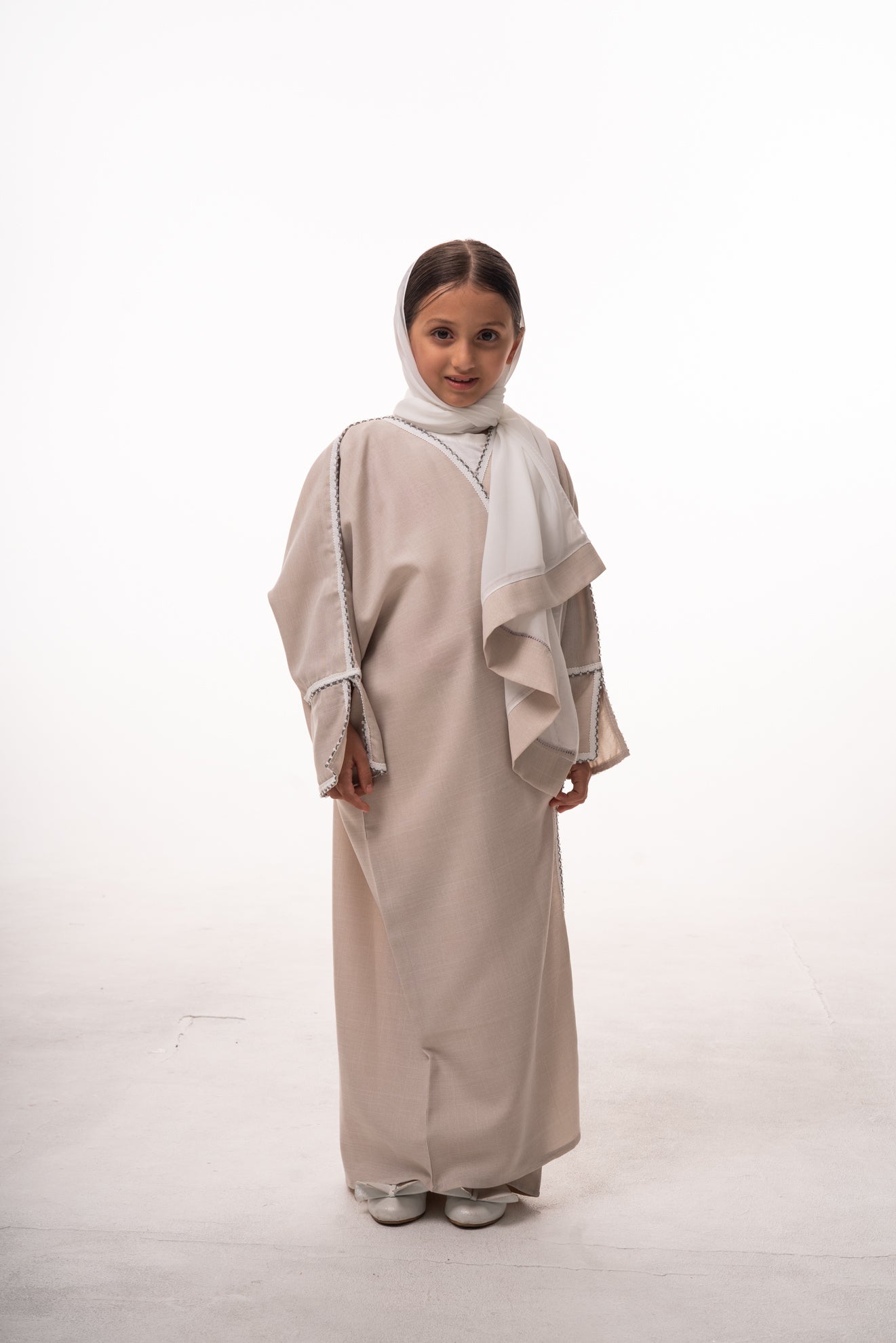 Mommy & Me - Jannah Grils Open Abaya - Beige