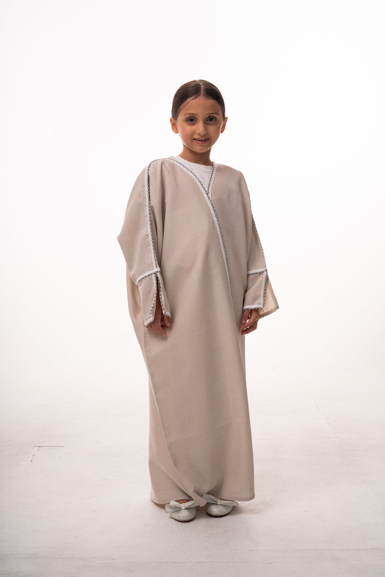 Mommy & Me - Jannah Grils Open Abaya - Beige