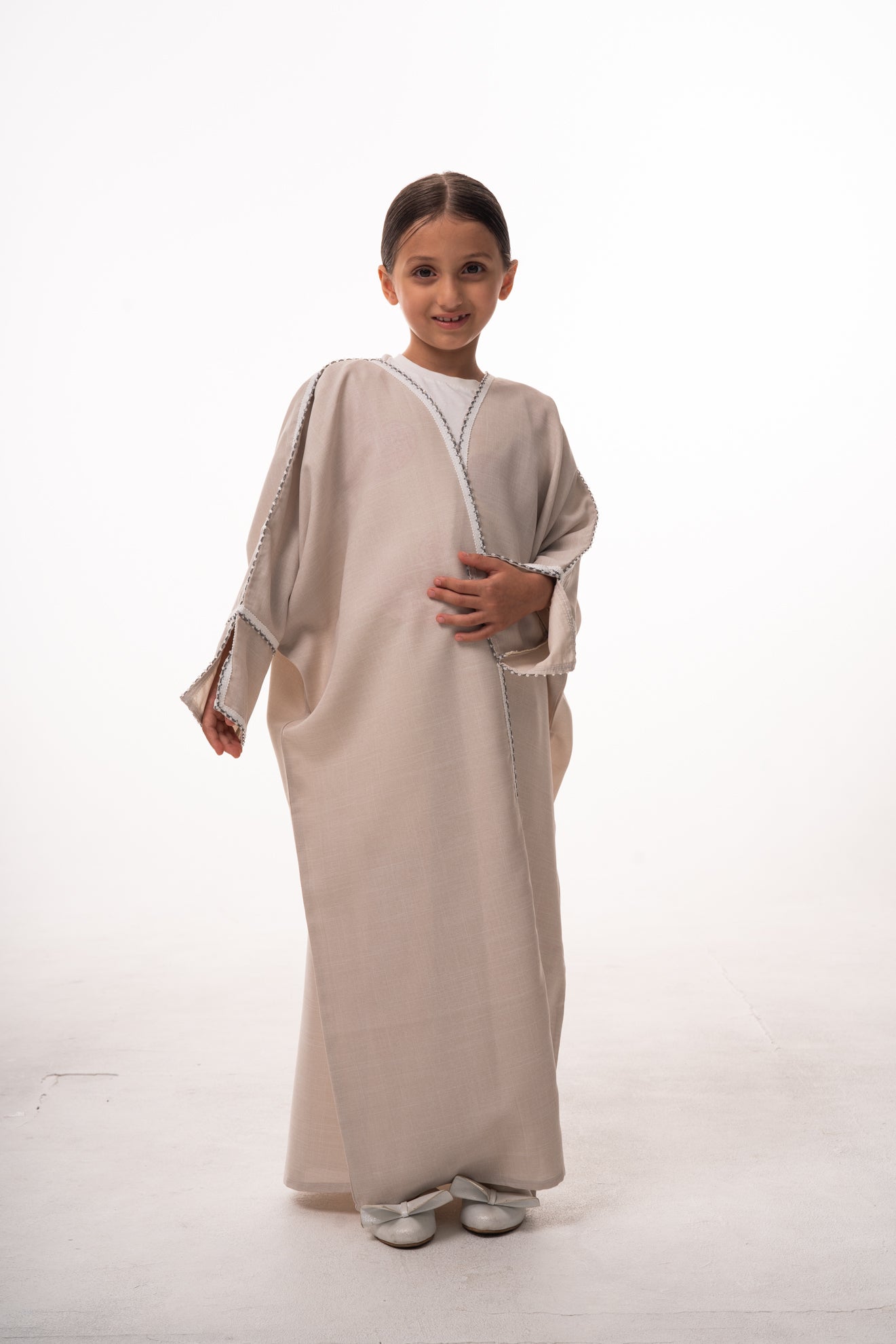 Jannah Grils Open Abaya - Beige