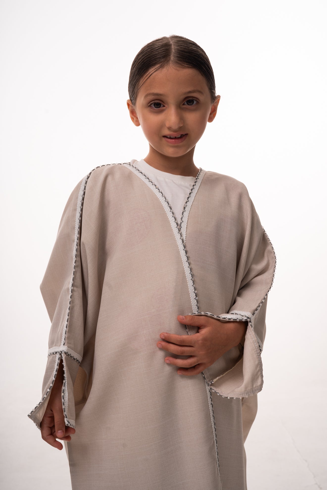 Mommy & Me - Jannah Grils Open Abaya - Beige