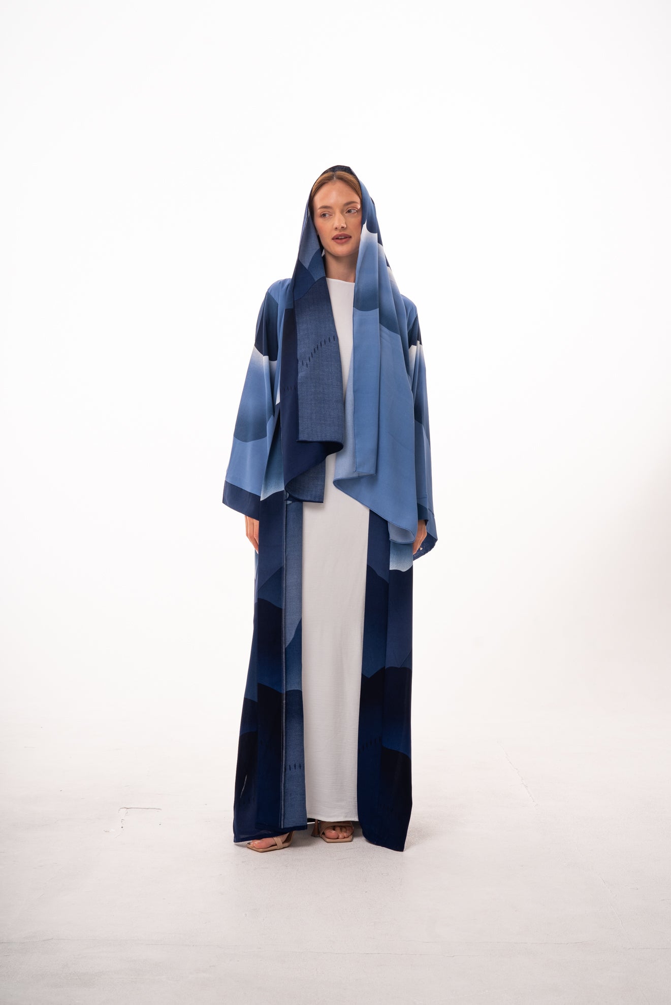 Ombré Elegance Abaya Set - Blue