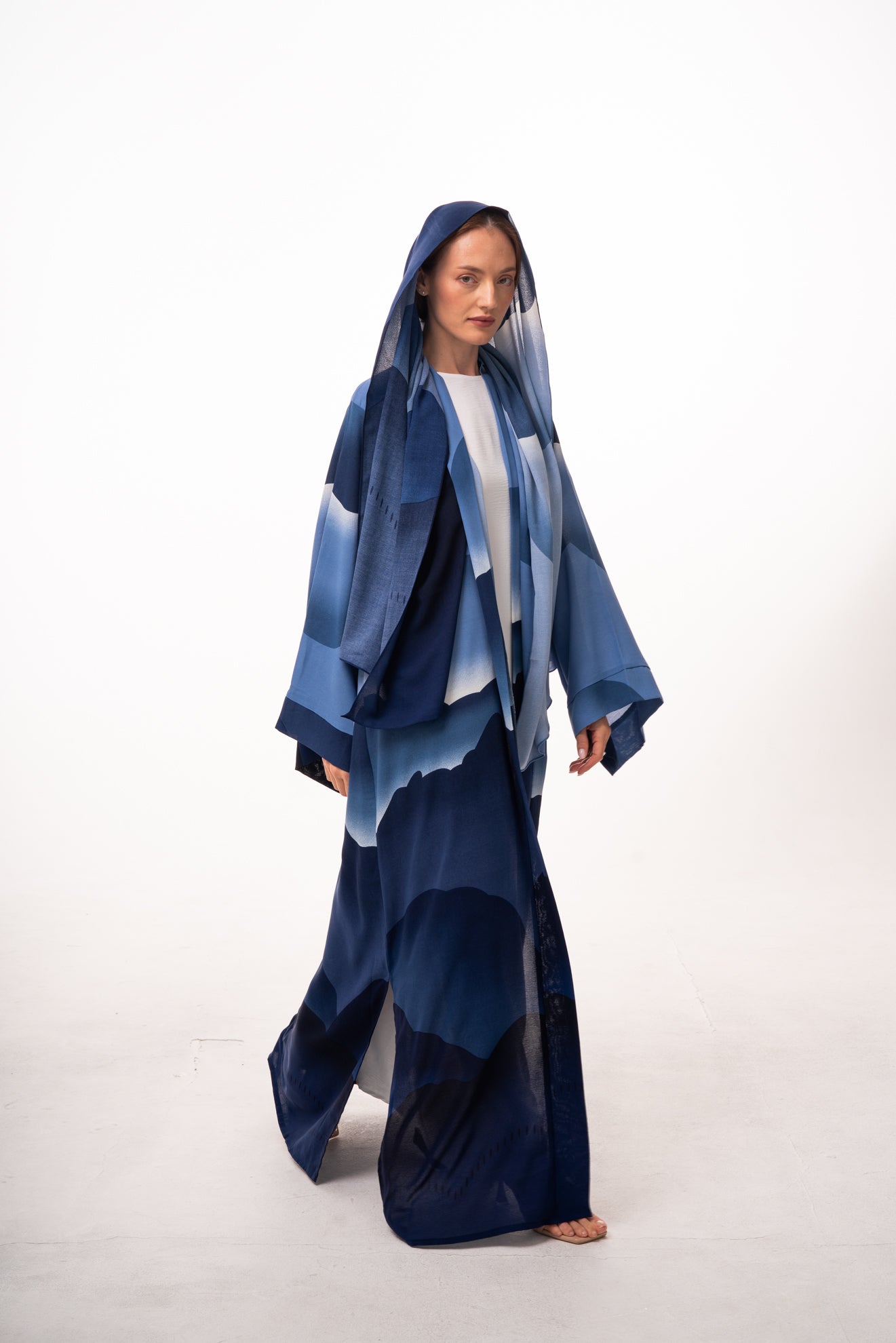 Ombré Elegance Abaya Set - Blue