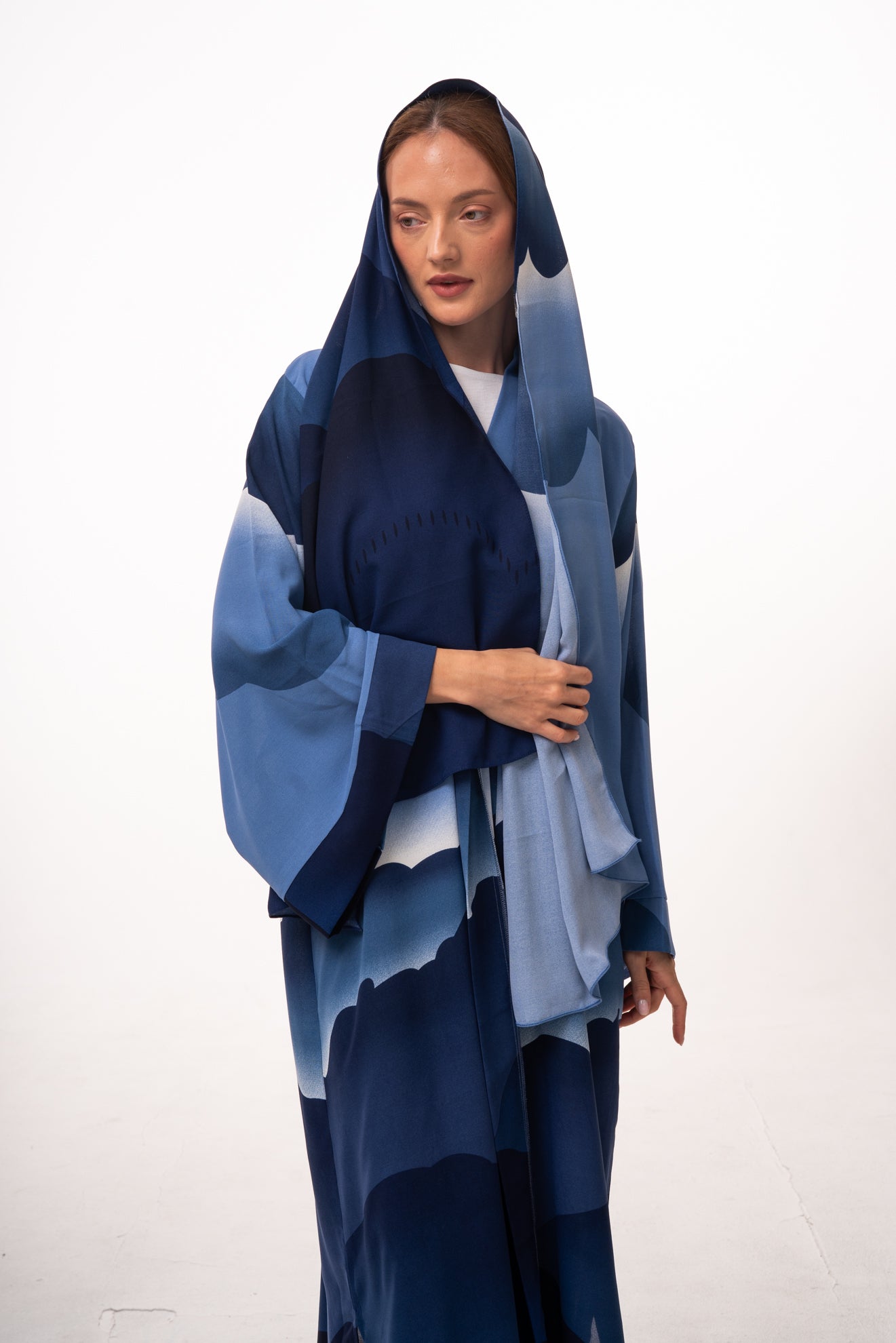 Ombré Elegance Abaya Set - Blue