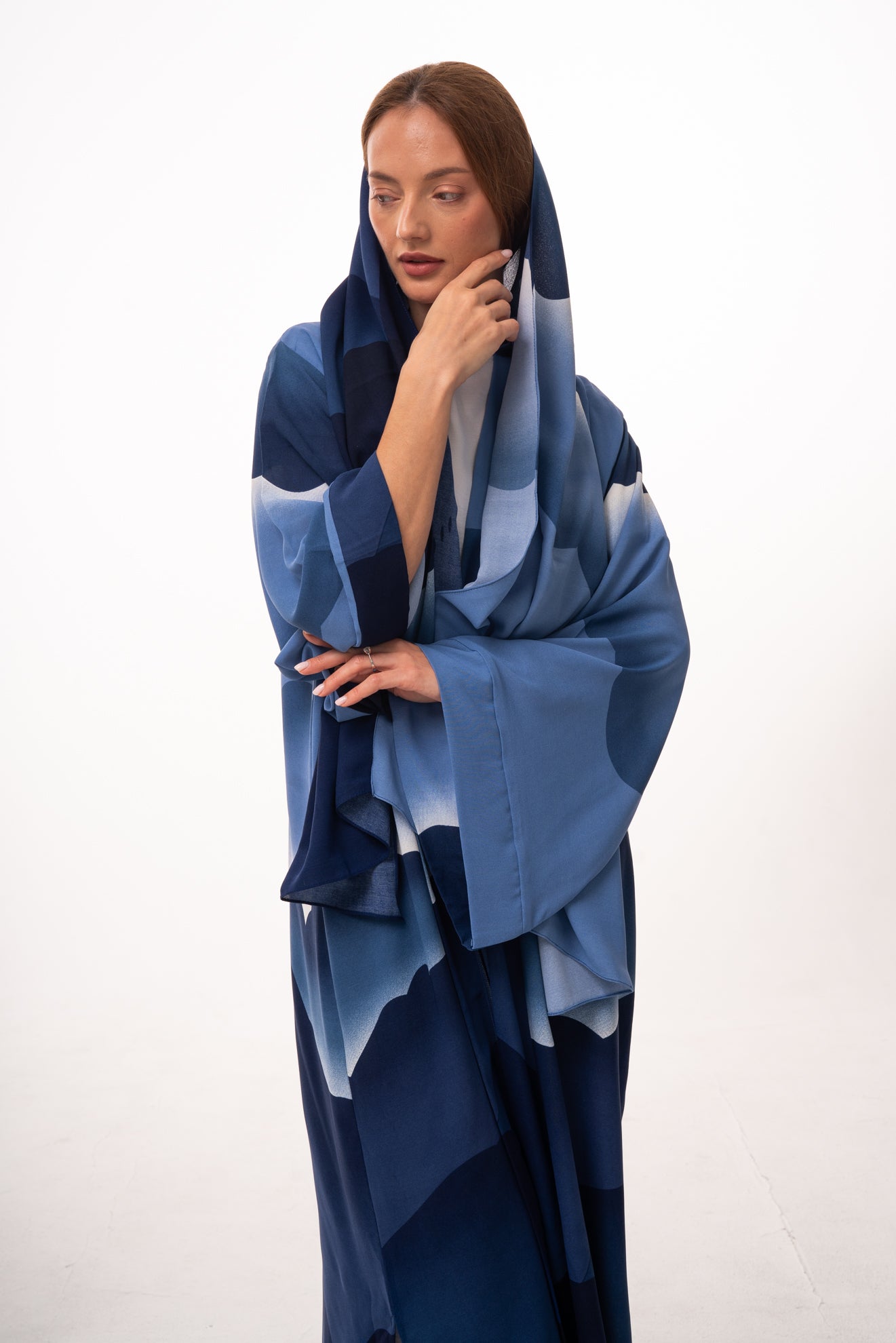 Ombré Elegance Abaya Set - Blue