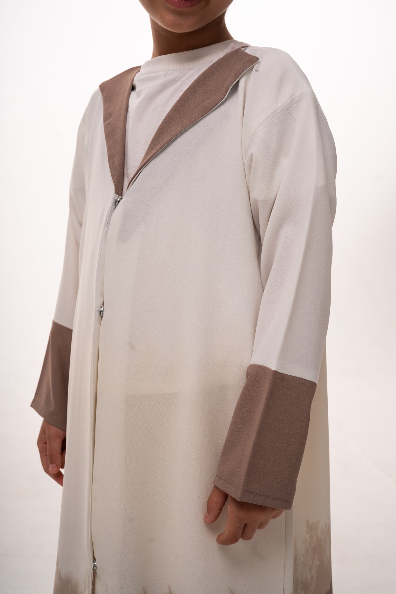 Mommy & Me - Rinad Ombré Girls Abaya - White Beige