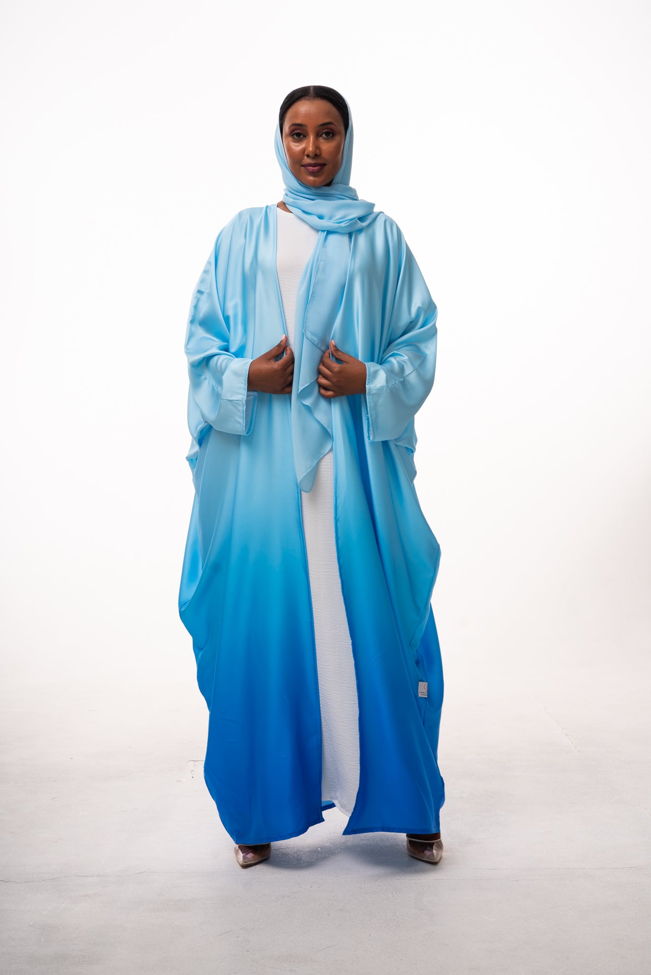 Ocean Blue Ombré Open Abaya