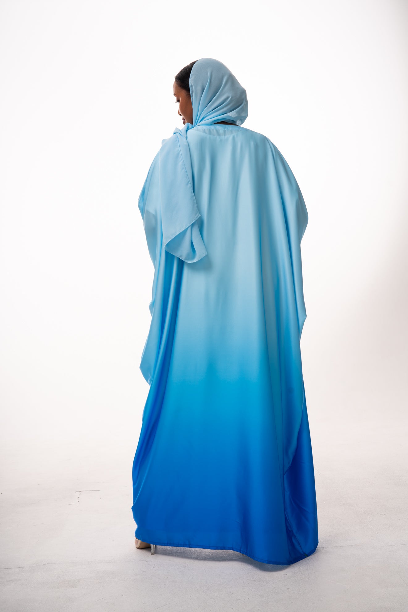 Ocean Blue Ombré Open Abaya