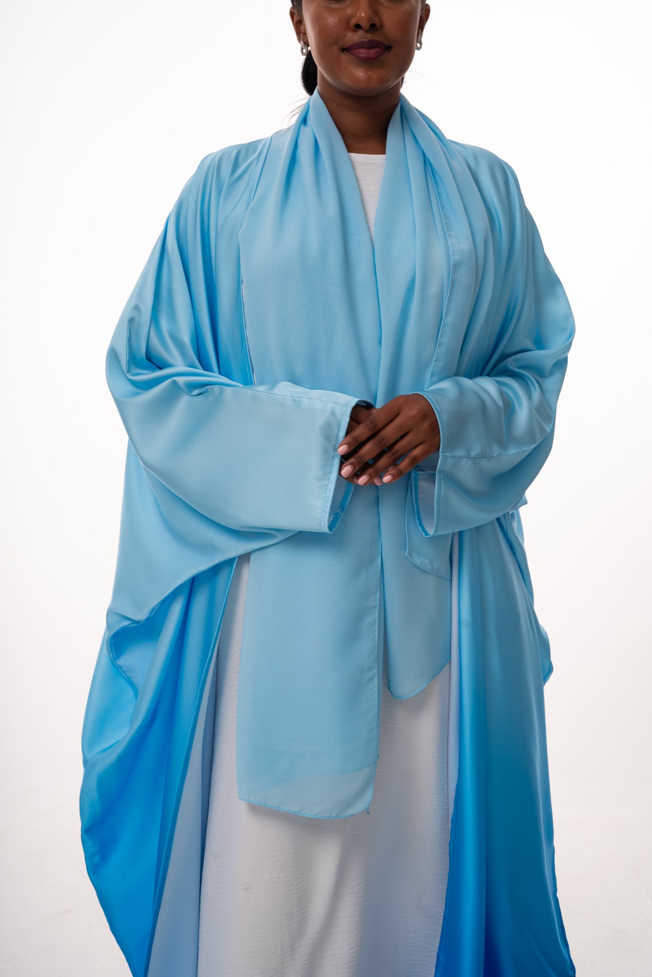 Ocean Blue Ombré Open Abaya