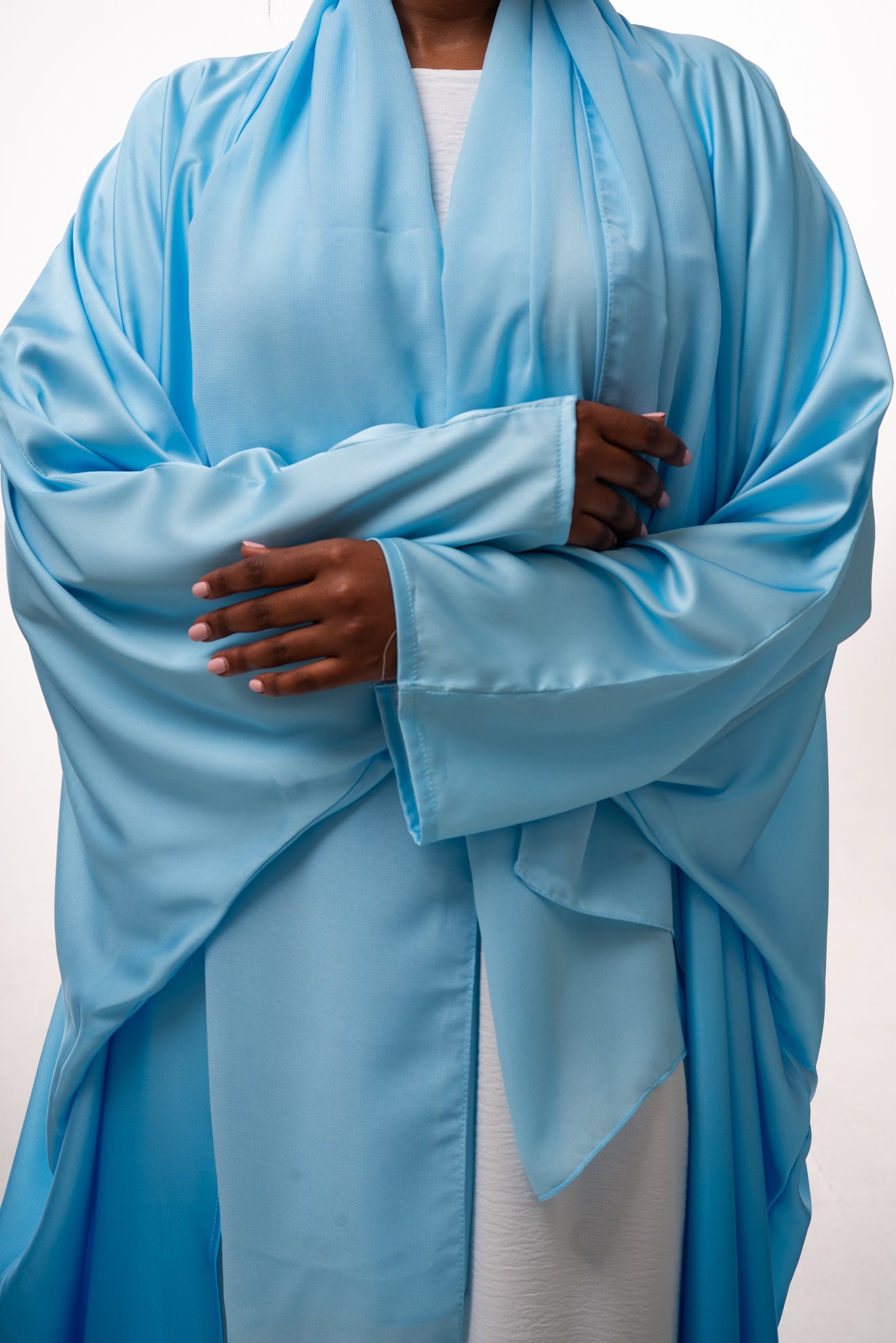 Ocean Blue Ombré Open Abaya