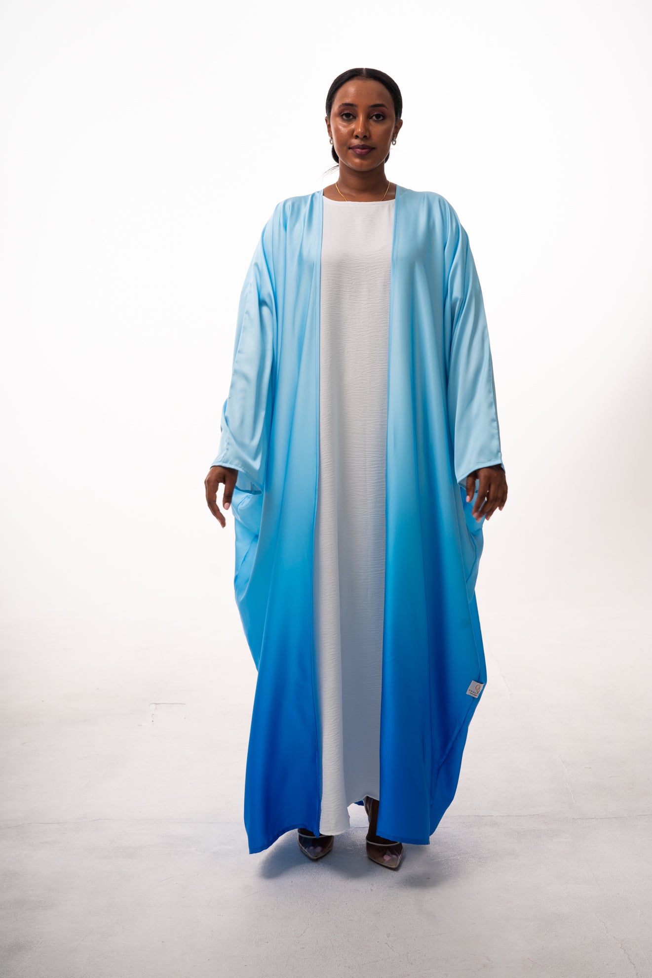 Ocean Blue Ombré Open Abaya
