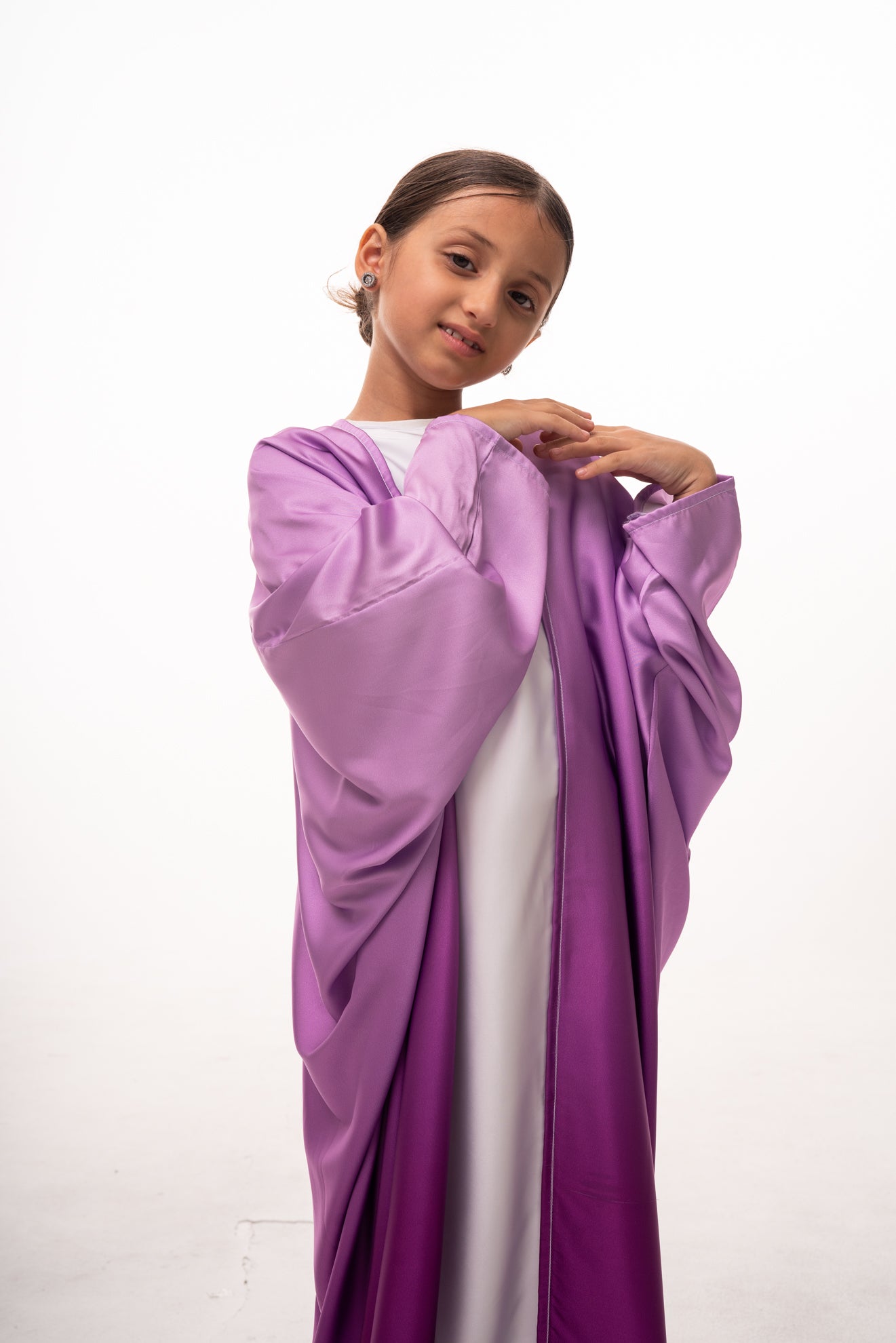Mommy & Me - Elaf Ombré Girls Abaya - Purple