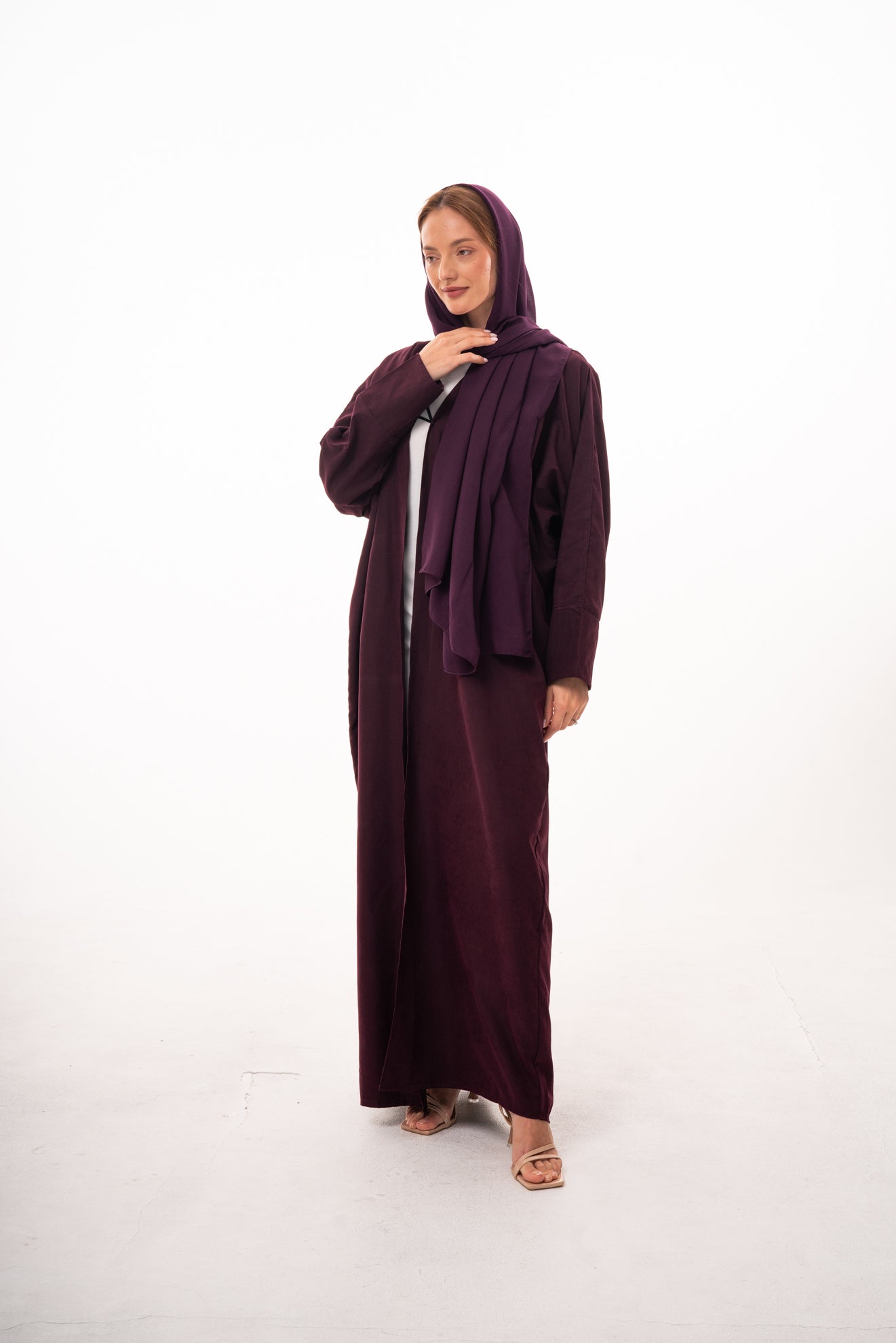 Fey Strap Suede Open Abaya
