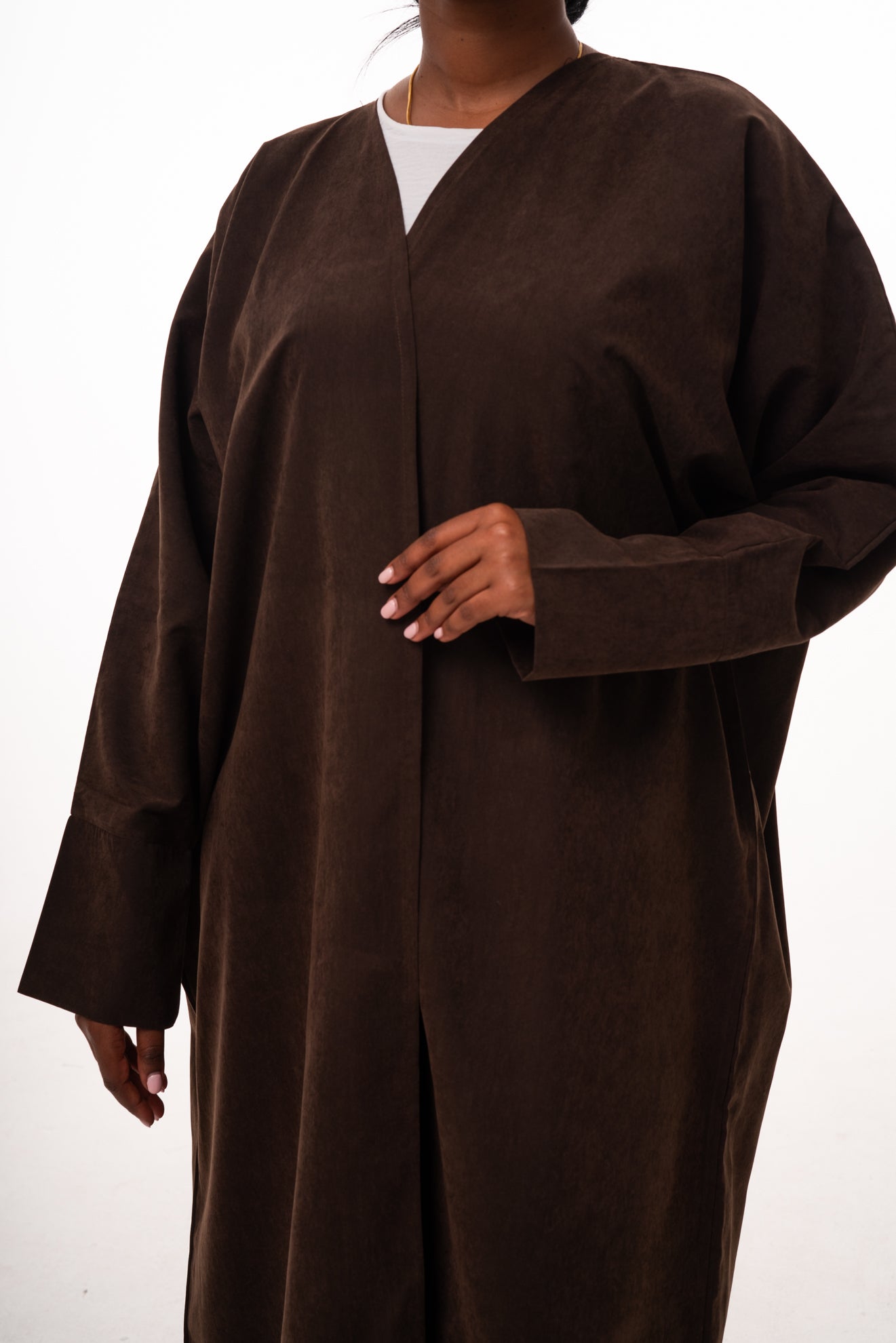 Fey Strap Suede Open Abaya