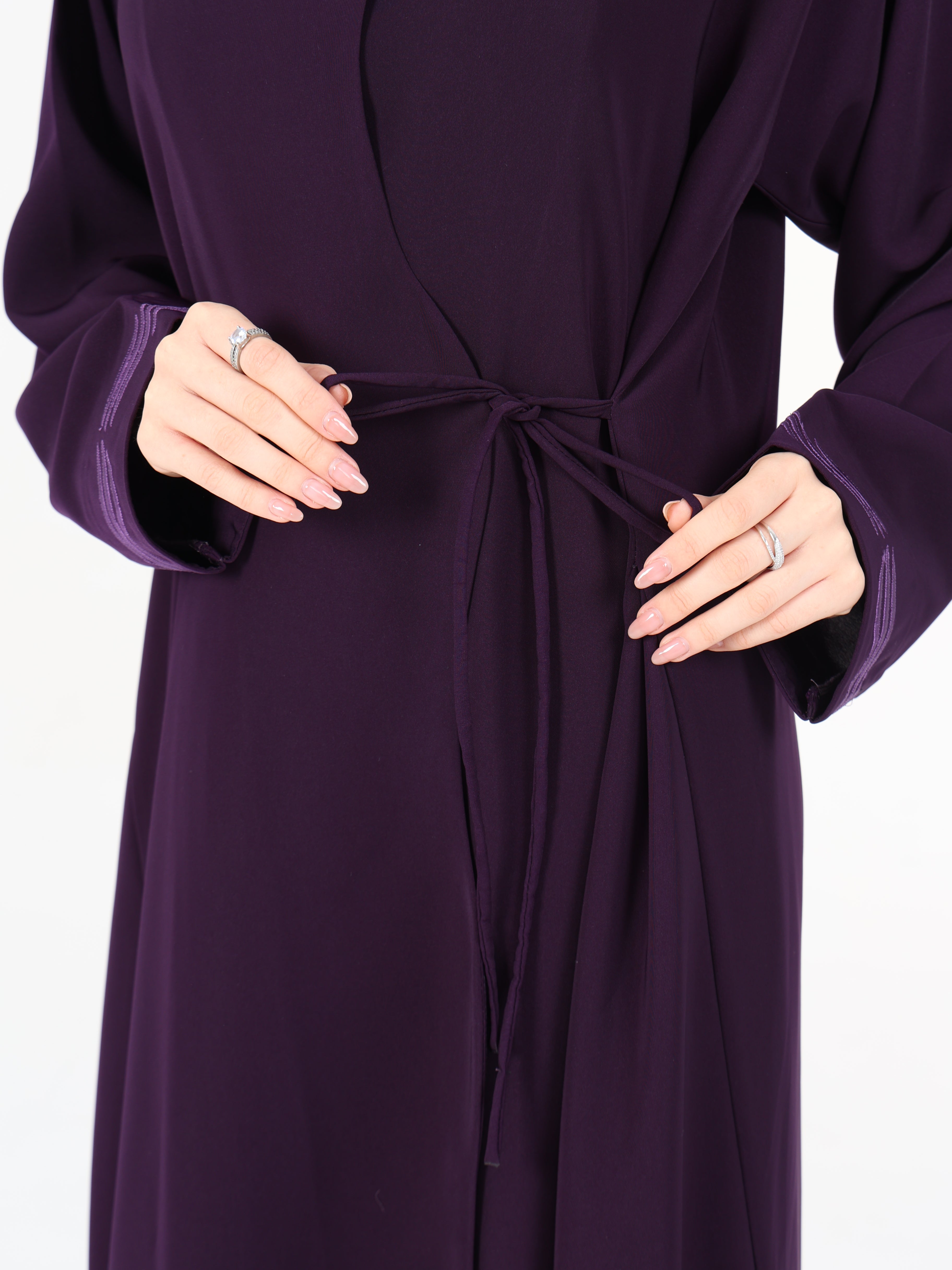 WAVY EDGE WRAP ABAYA - DARK PURPLE