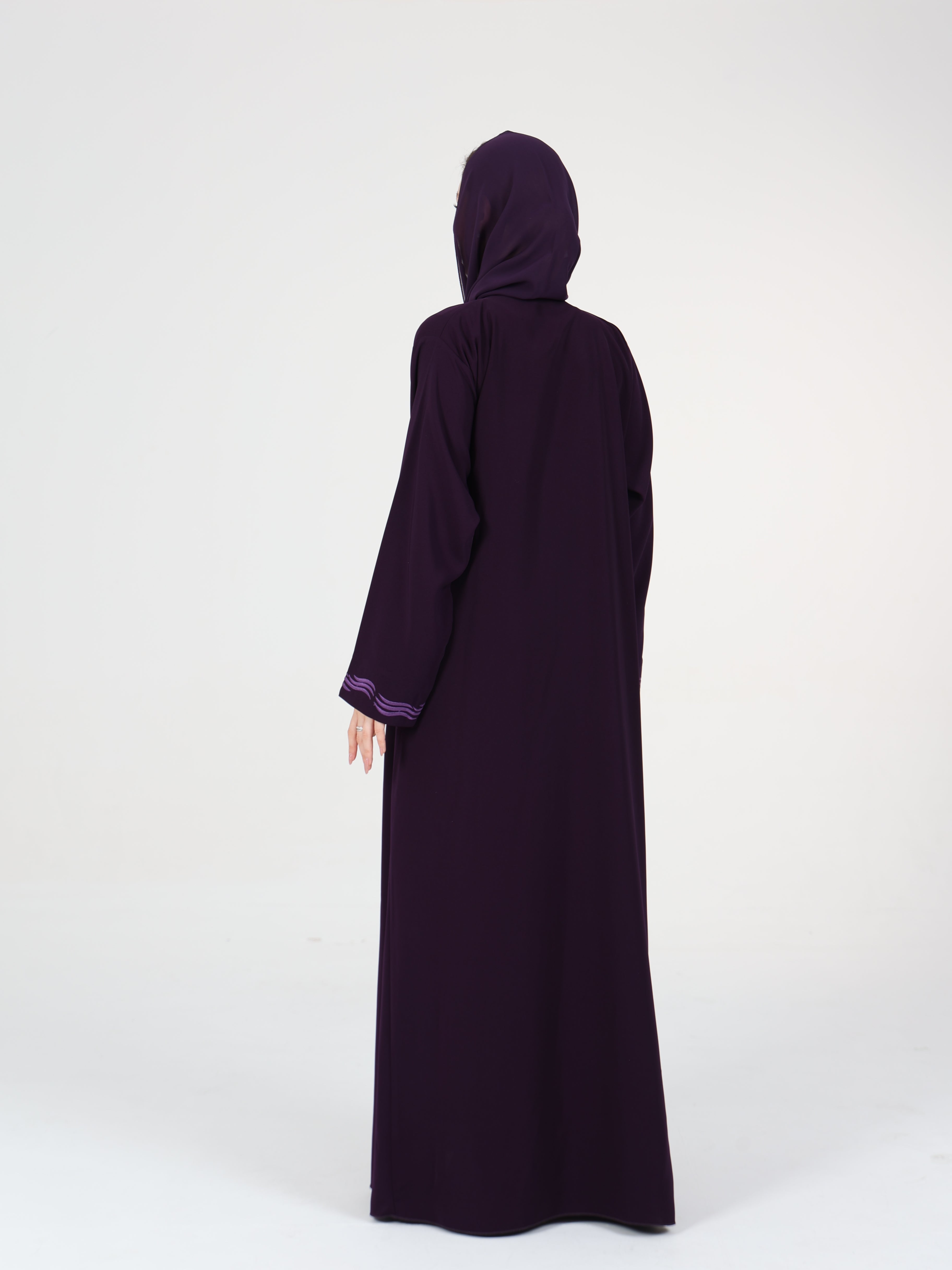 WAVY EDGE WRAP ABAYA - DARK PURPLE