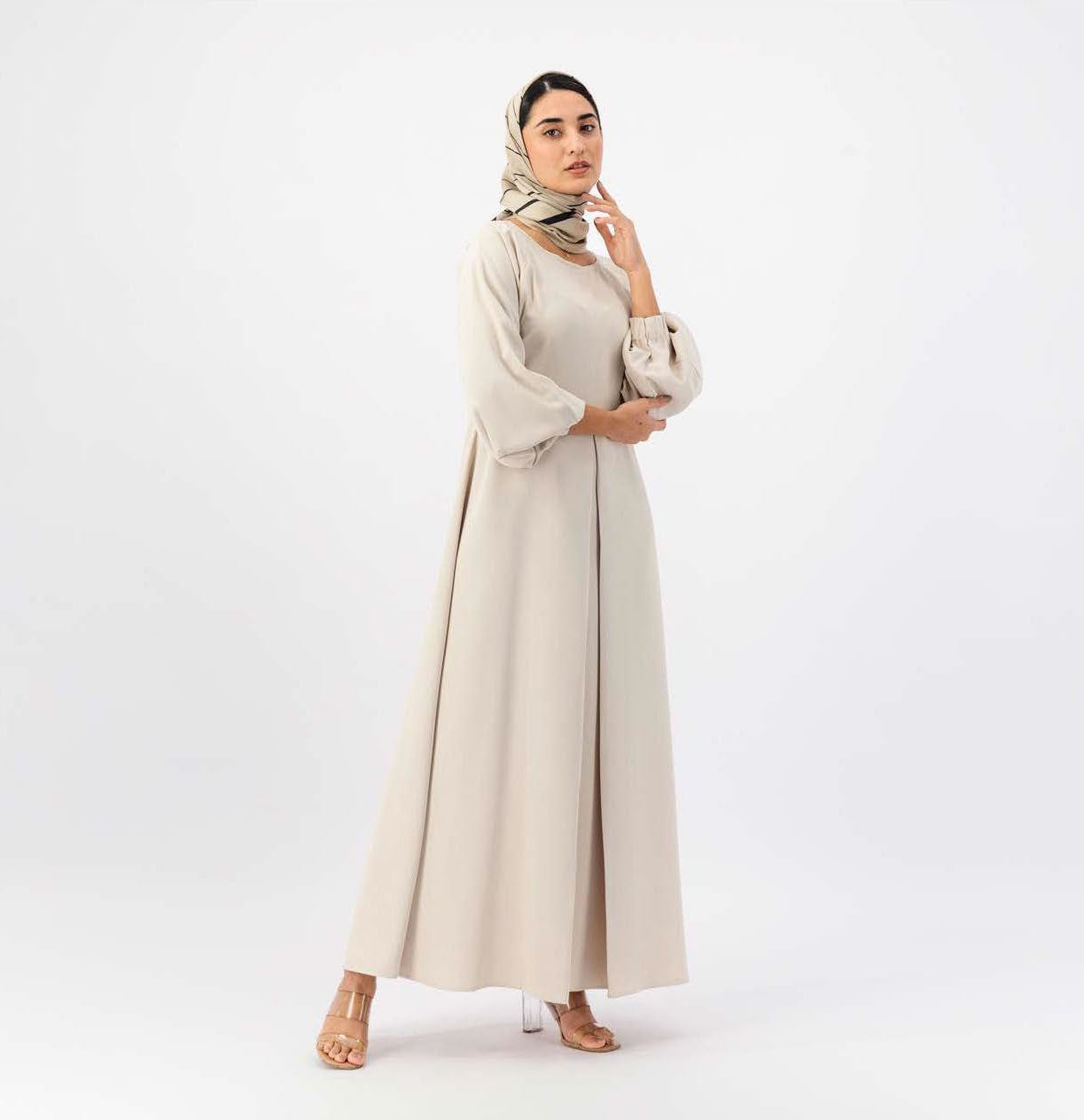 beige abaya dress Eid Diamond Abaya Dress Set Muslim Women Abayas Morocco Caftan Robe Satin Maxi