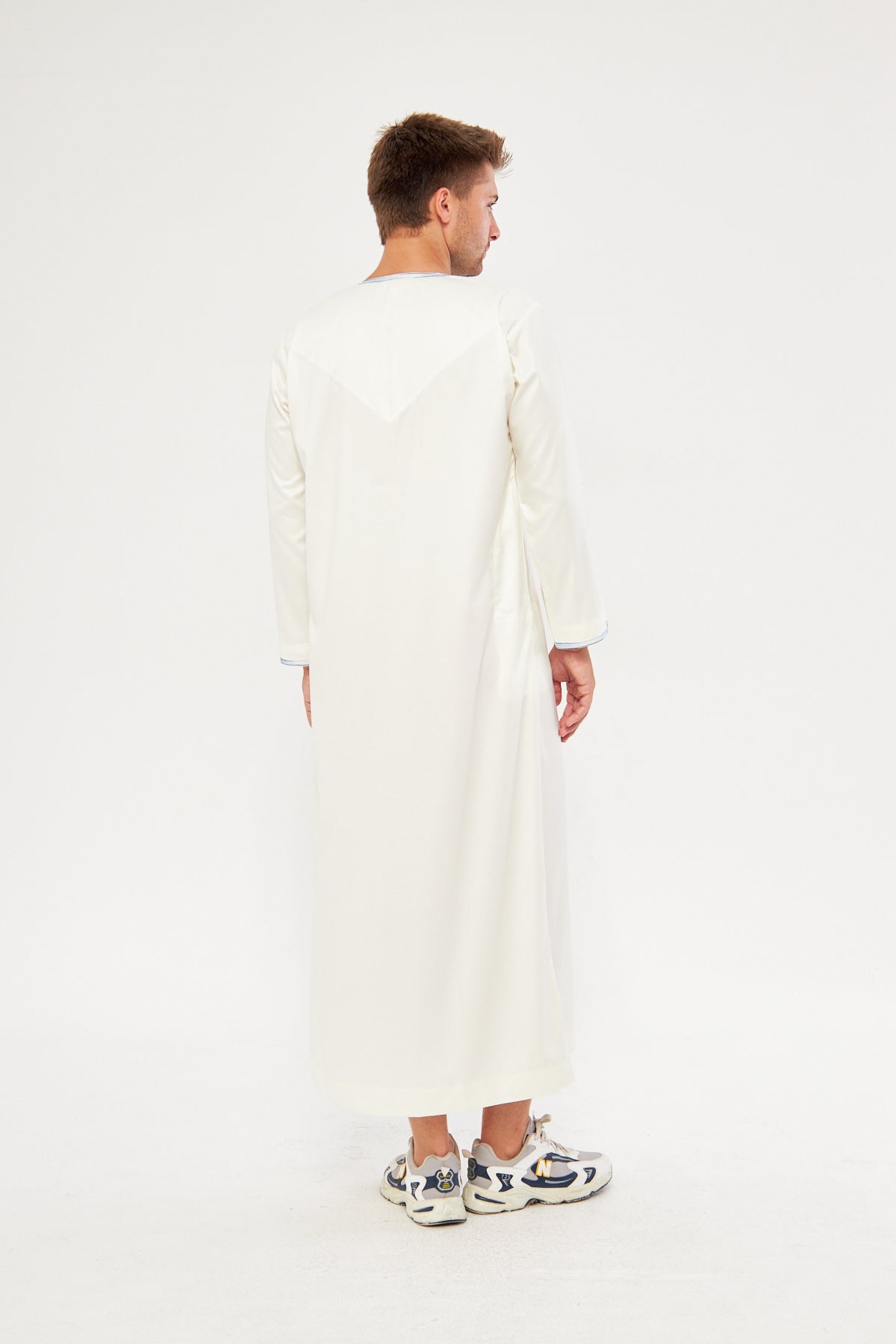 Saleh Omani Blue Print Thobe - White