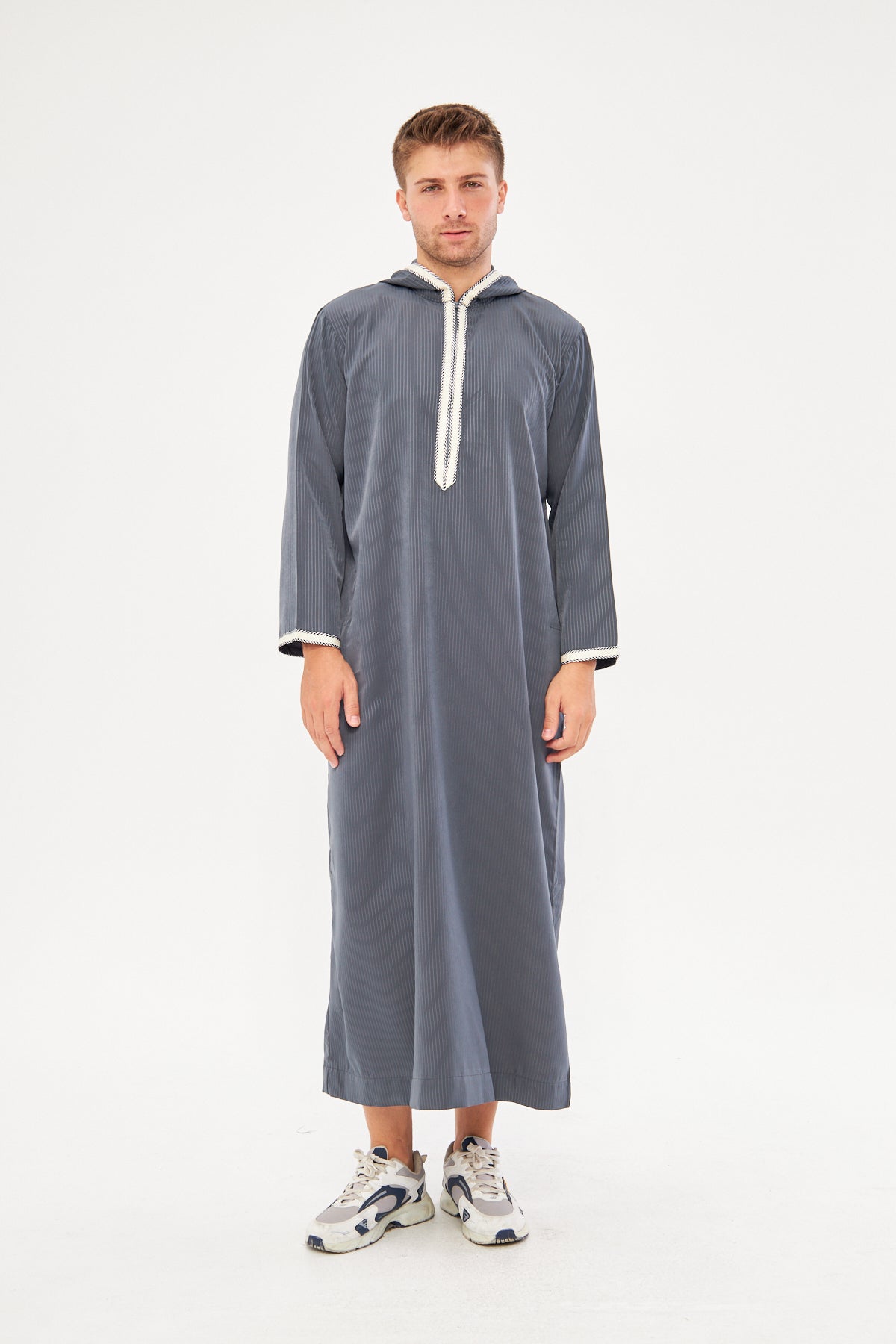 Moroccan Long Sleeve Thobe - Dark Gray