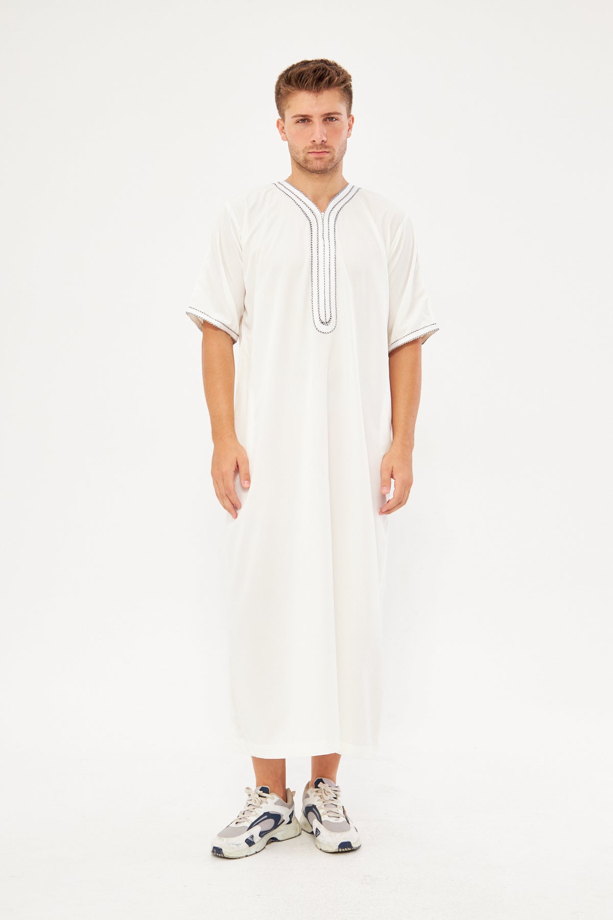Moroccan Short Sleeve Thobe - White