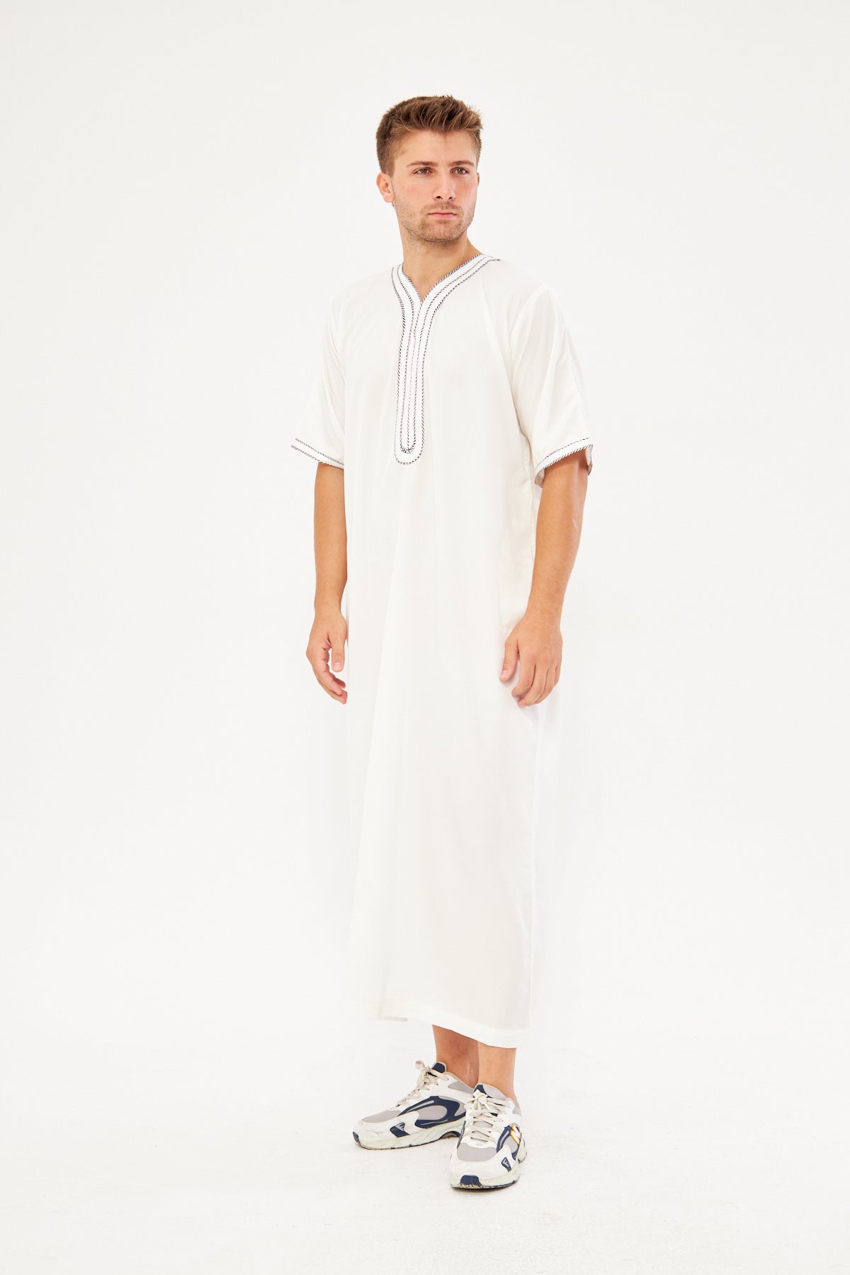 Moroccan Short Sleeve Thobe - White