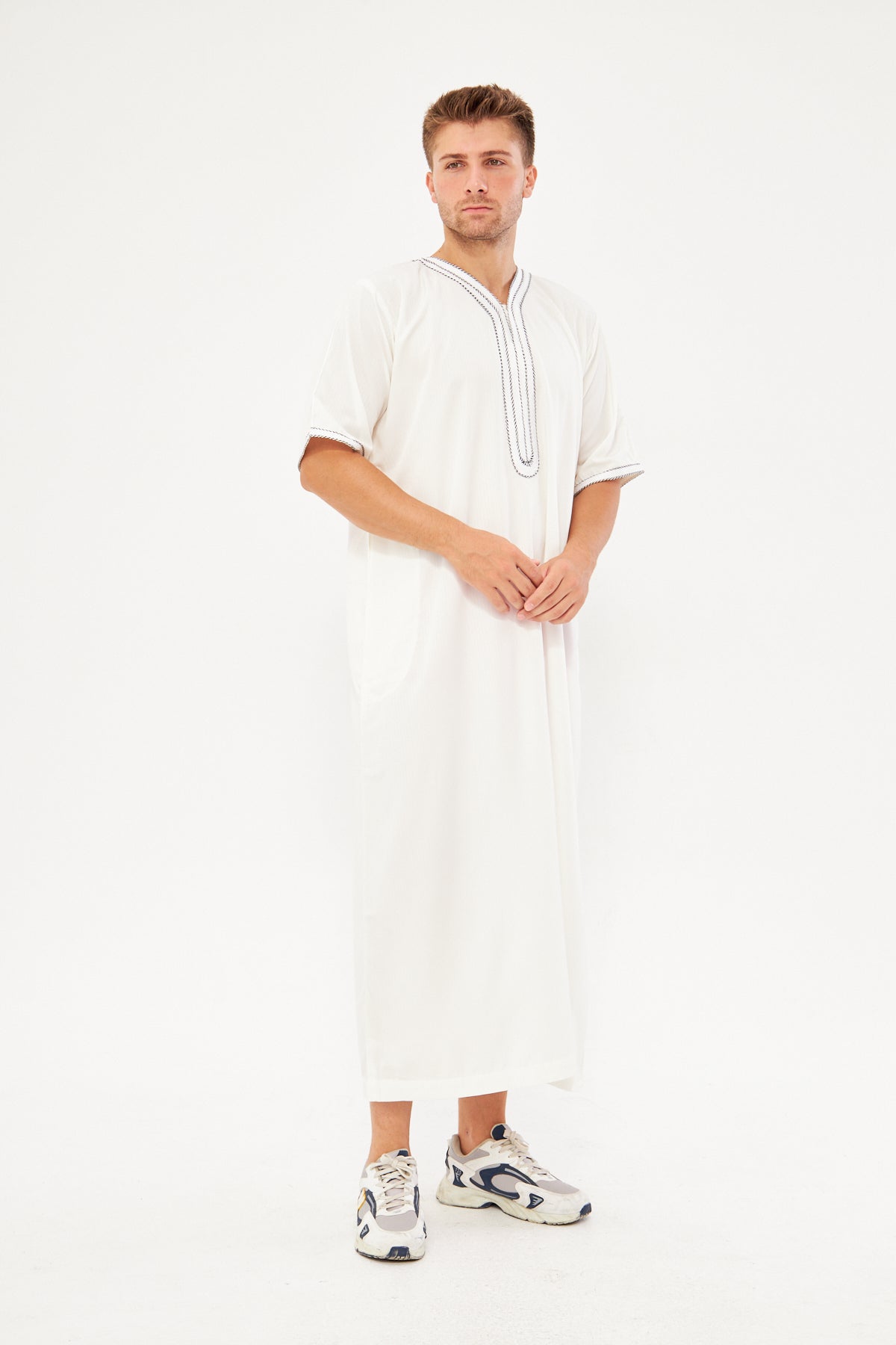 Moroccan Short Sleeve Thobe - White
