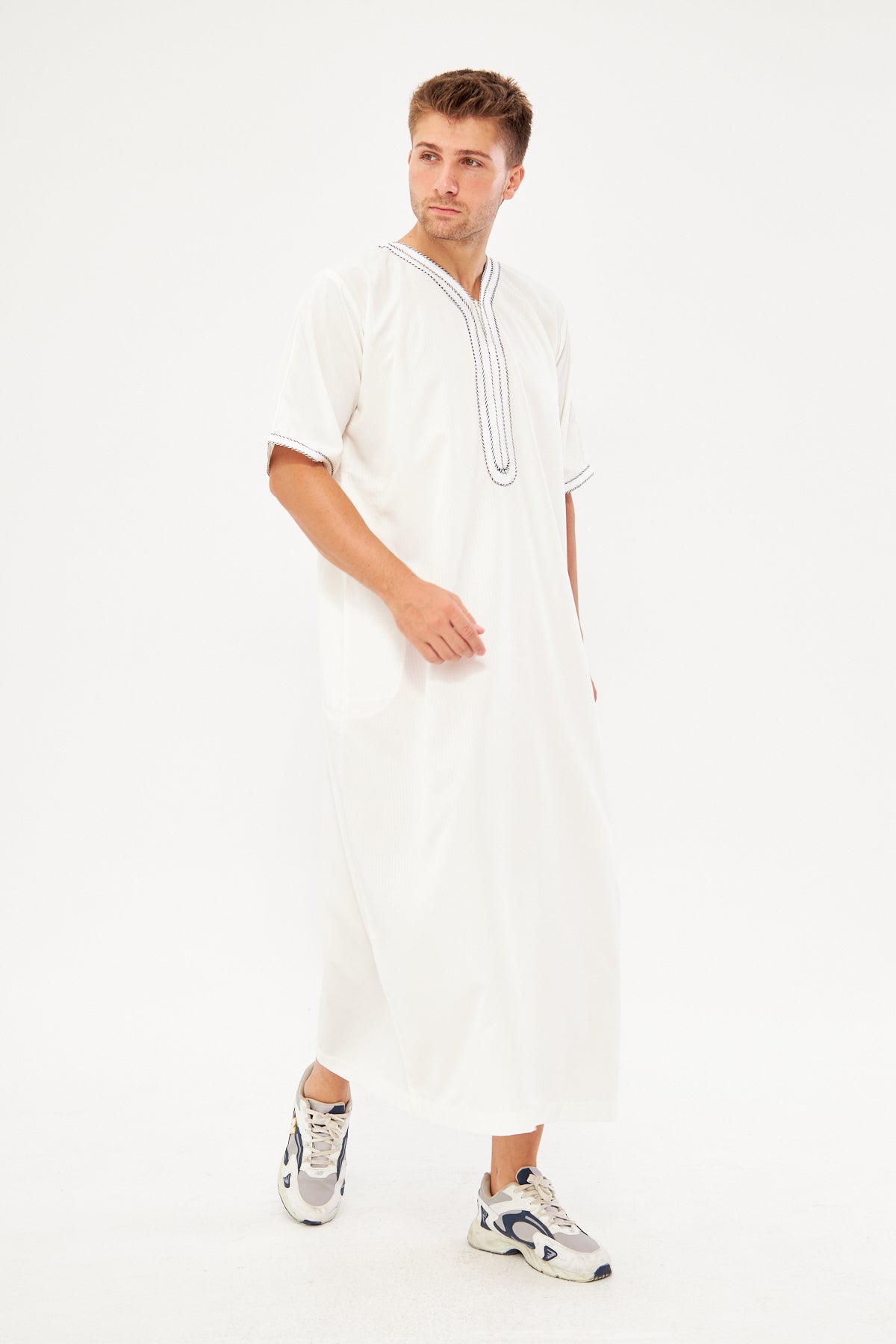 Moroccan Short Sleeve Thobe - White