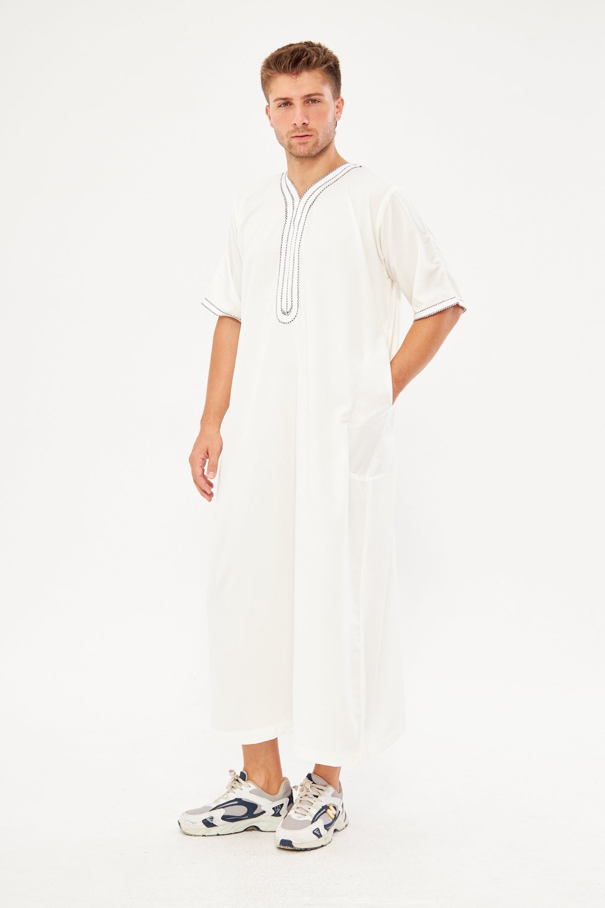 Moroccan Short Sleeve Thobe - White