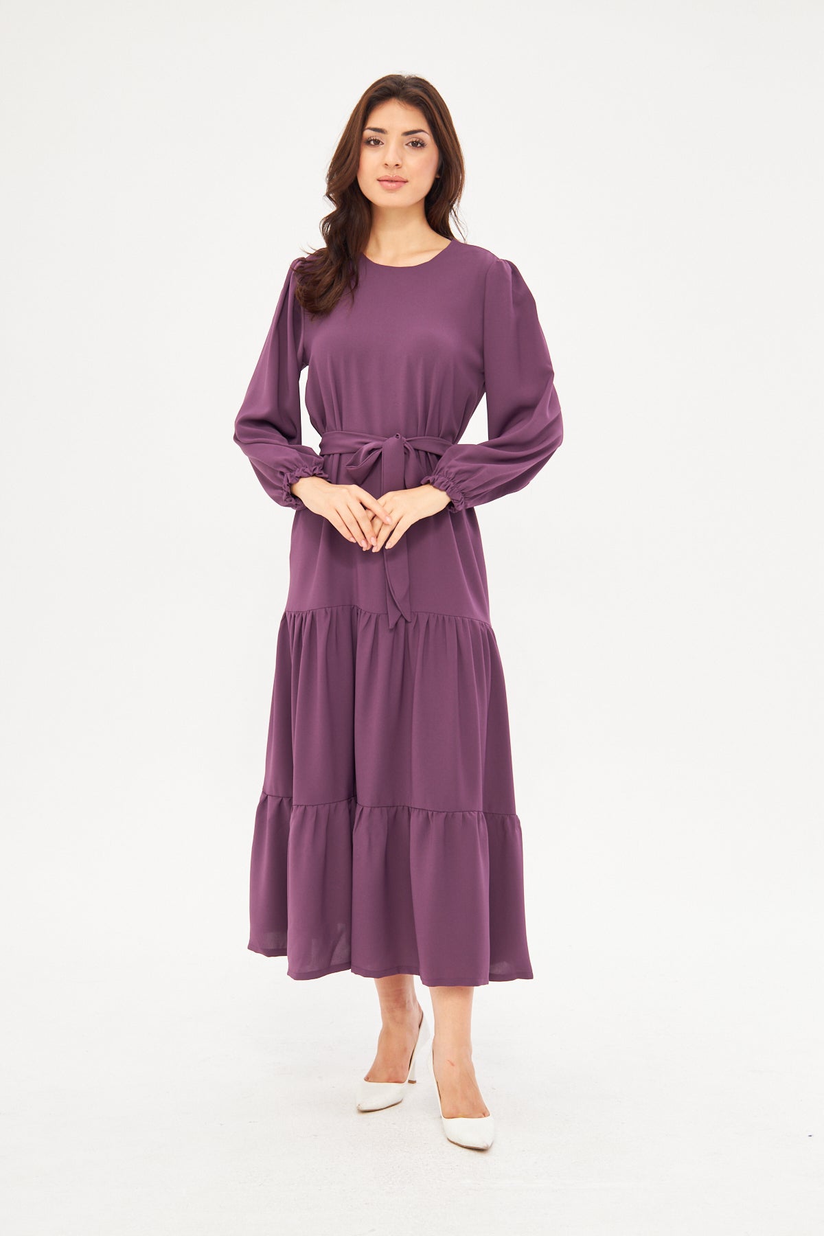 Mommy & Me - Deena Long Dress with Ruffled Hem