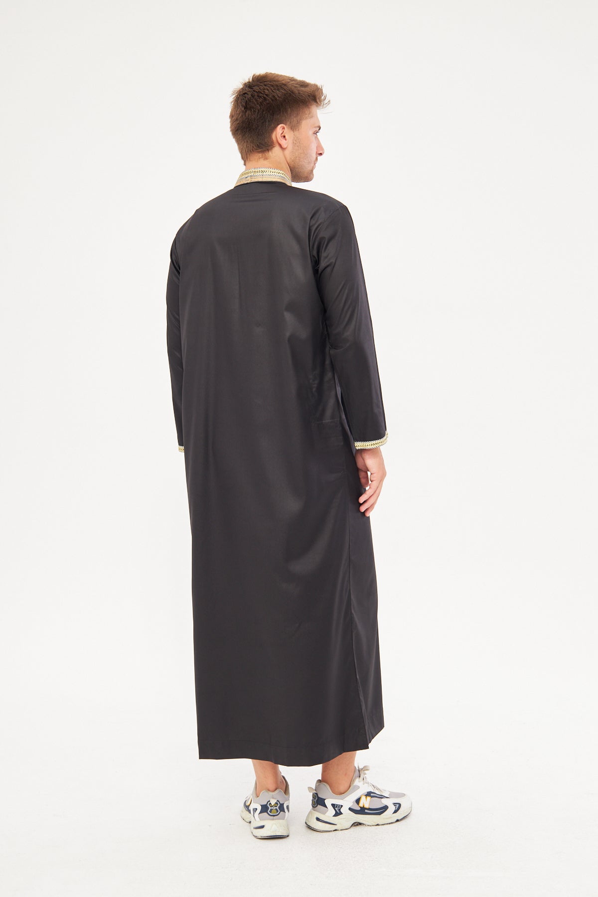 Daddy & Me - Amir Gold Embroidery Print Thobe - Black
