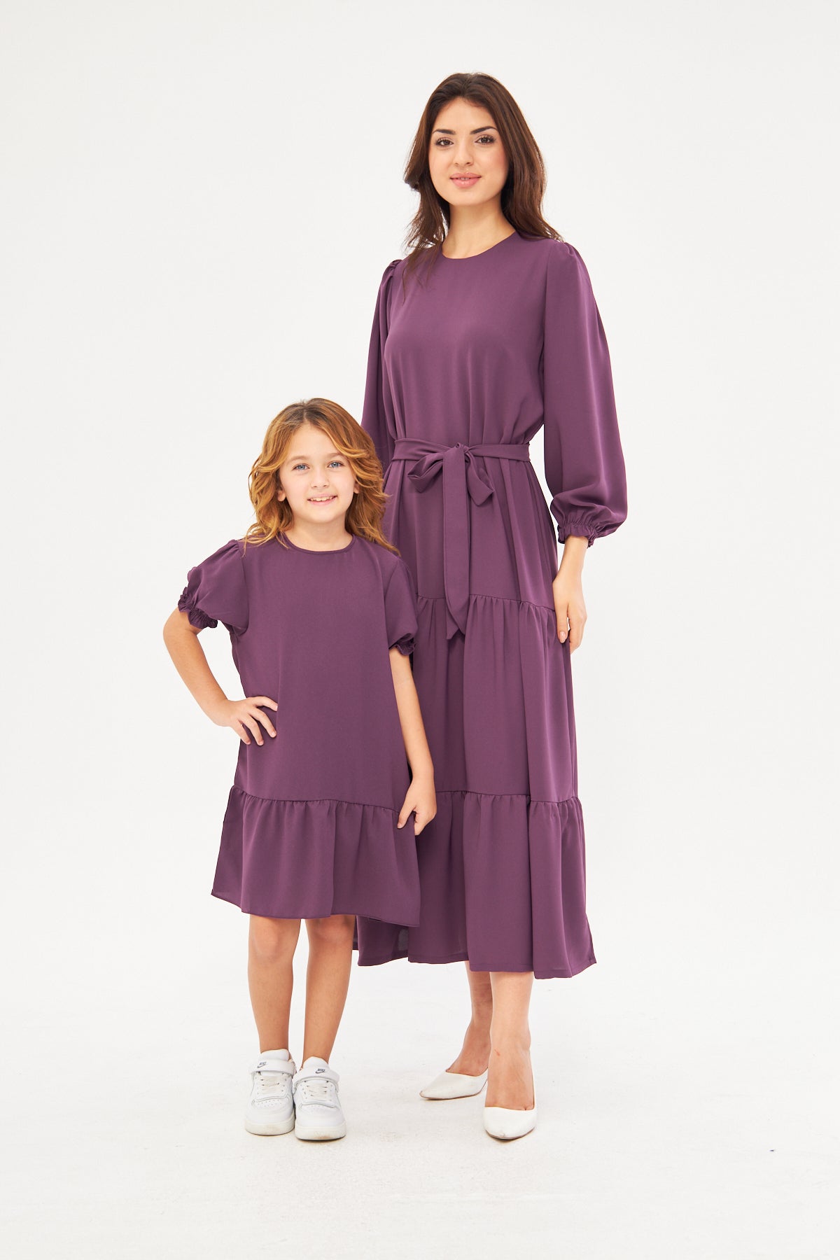 Mommy & Me - Deena Long Dress with Ruffled Hem