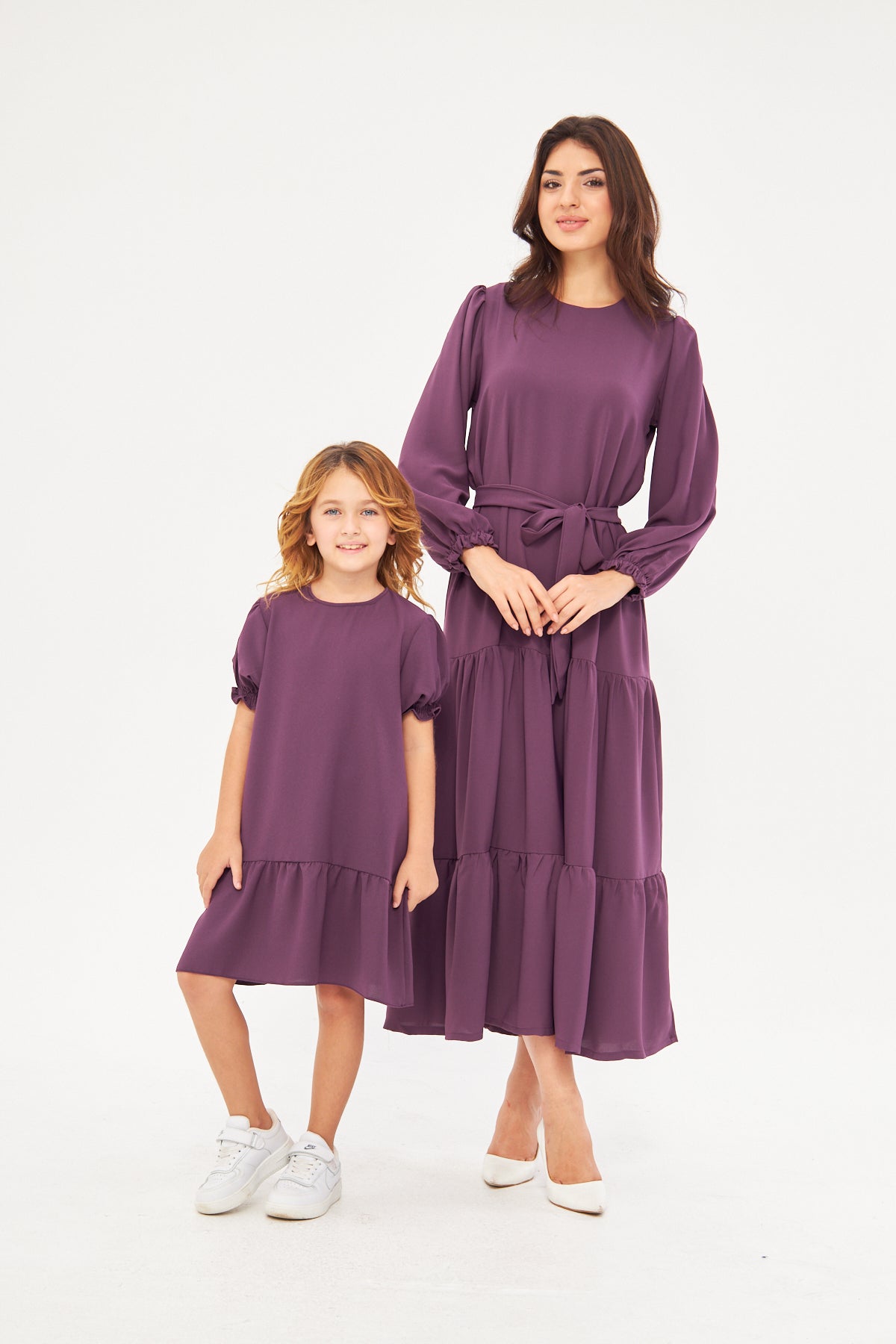 Mommy & Me - Deena Long Dress with Ruffled Hem
