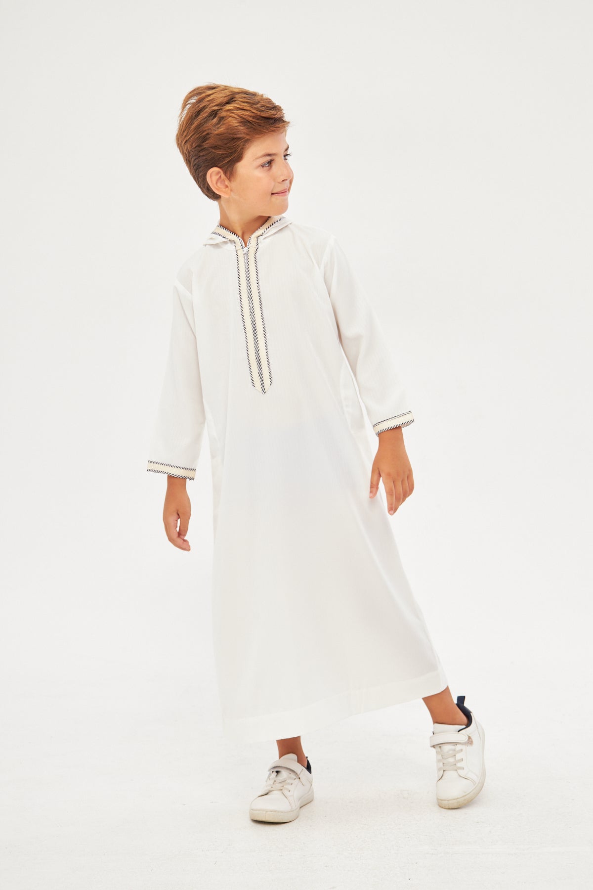 Moroccan Boys Long Sleeve Thobe - White