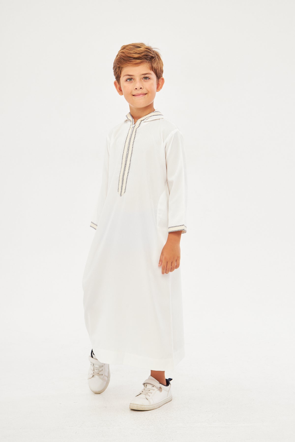 Moroccan Boys Long Sleeve Thobe - White