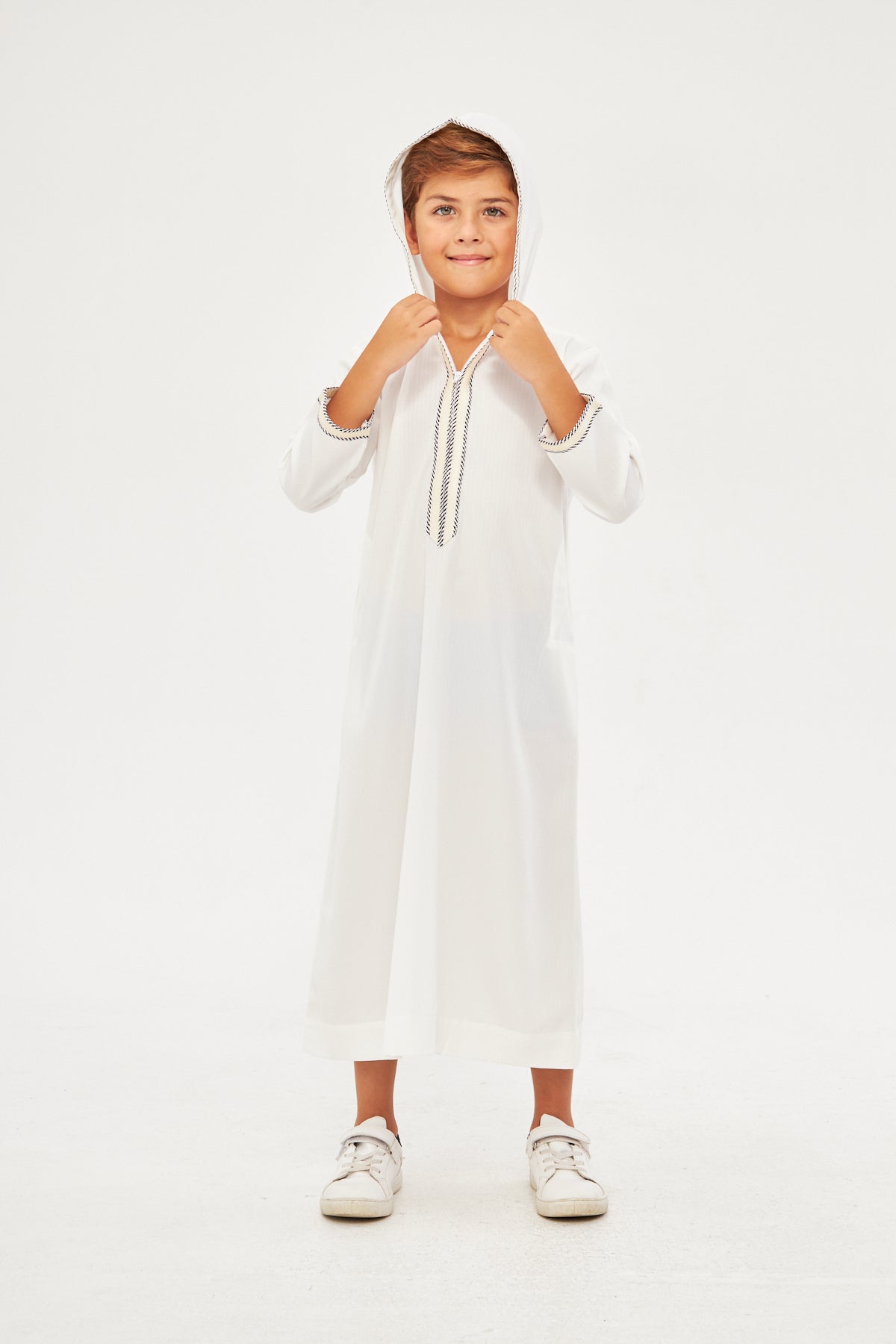 Moroccan Boys Long Sleeve Thobe - White
