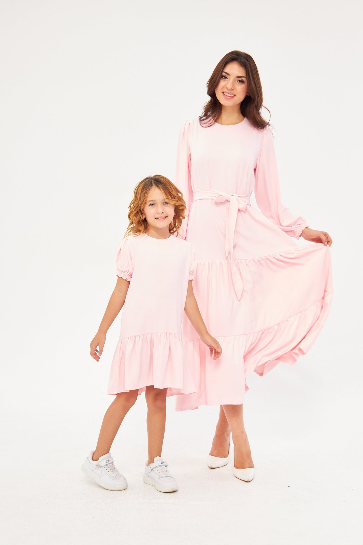 Mommy & Me - Deena Long Dress with Ruffled Hem