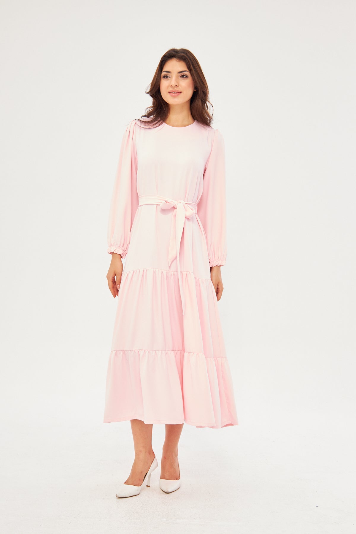 Mommy & Me - Deena Long Dress with Ruffled Hem